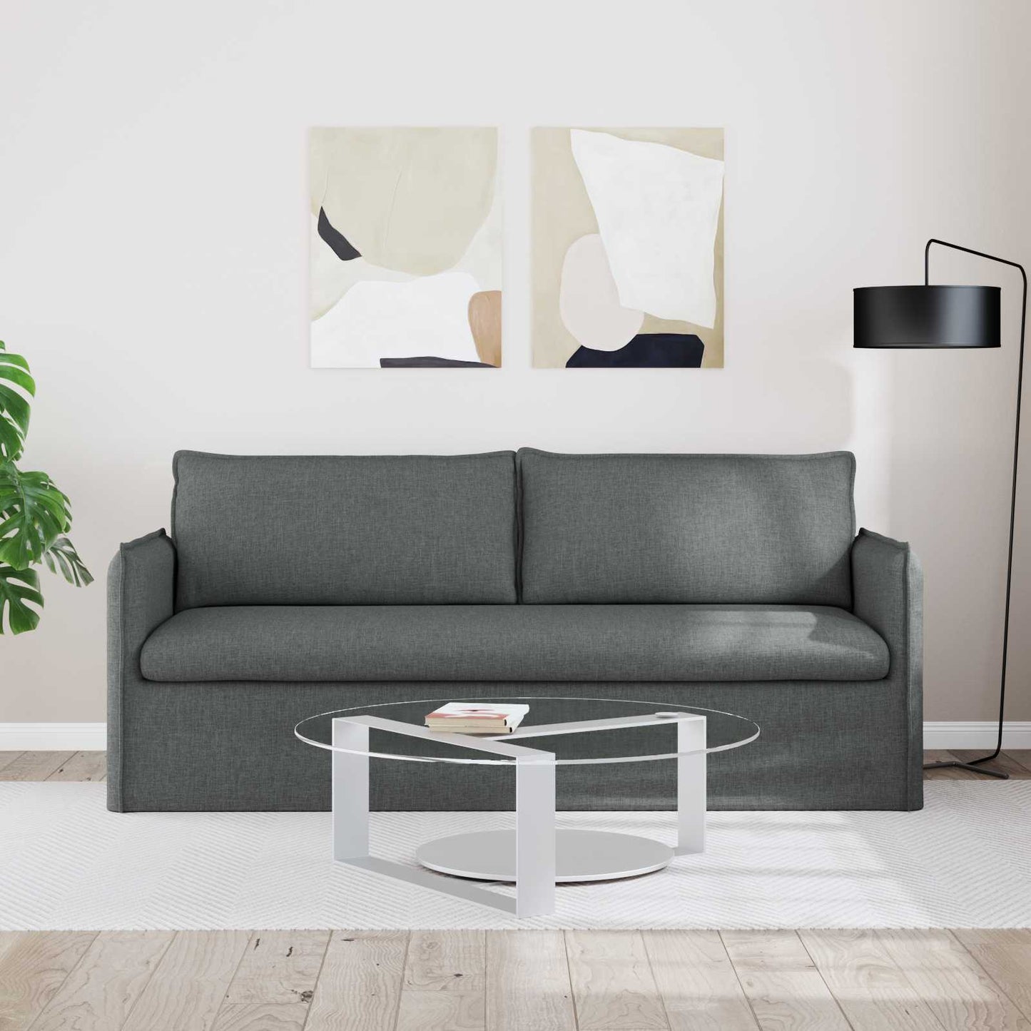 vidaXL Καναπές Σκούρο Γκρι 196 x 82 x 85 εκ ύφασμα