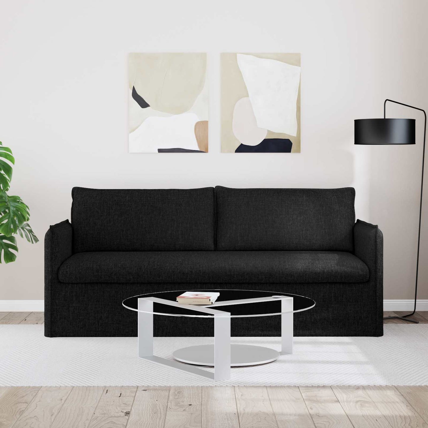 vidaXL Καναπές Μαύρο 196 x 82 x 85 εκ ύφασμα