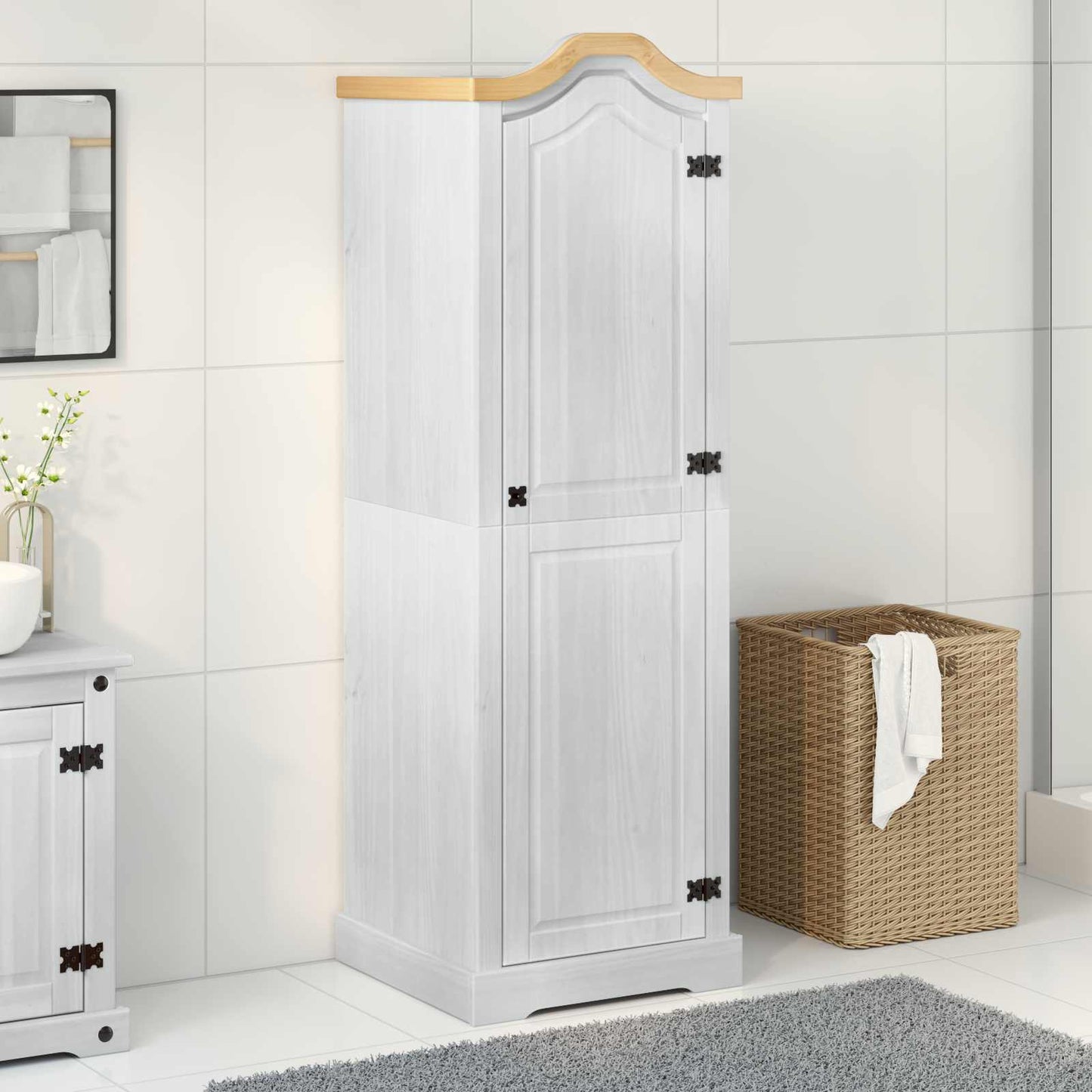vidaXL Ντουλάπες με ράφι Λευκό 55 x 52 x 170 εκ Στερεά ξυλεία πεύκου
