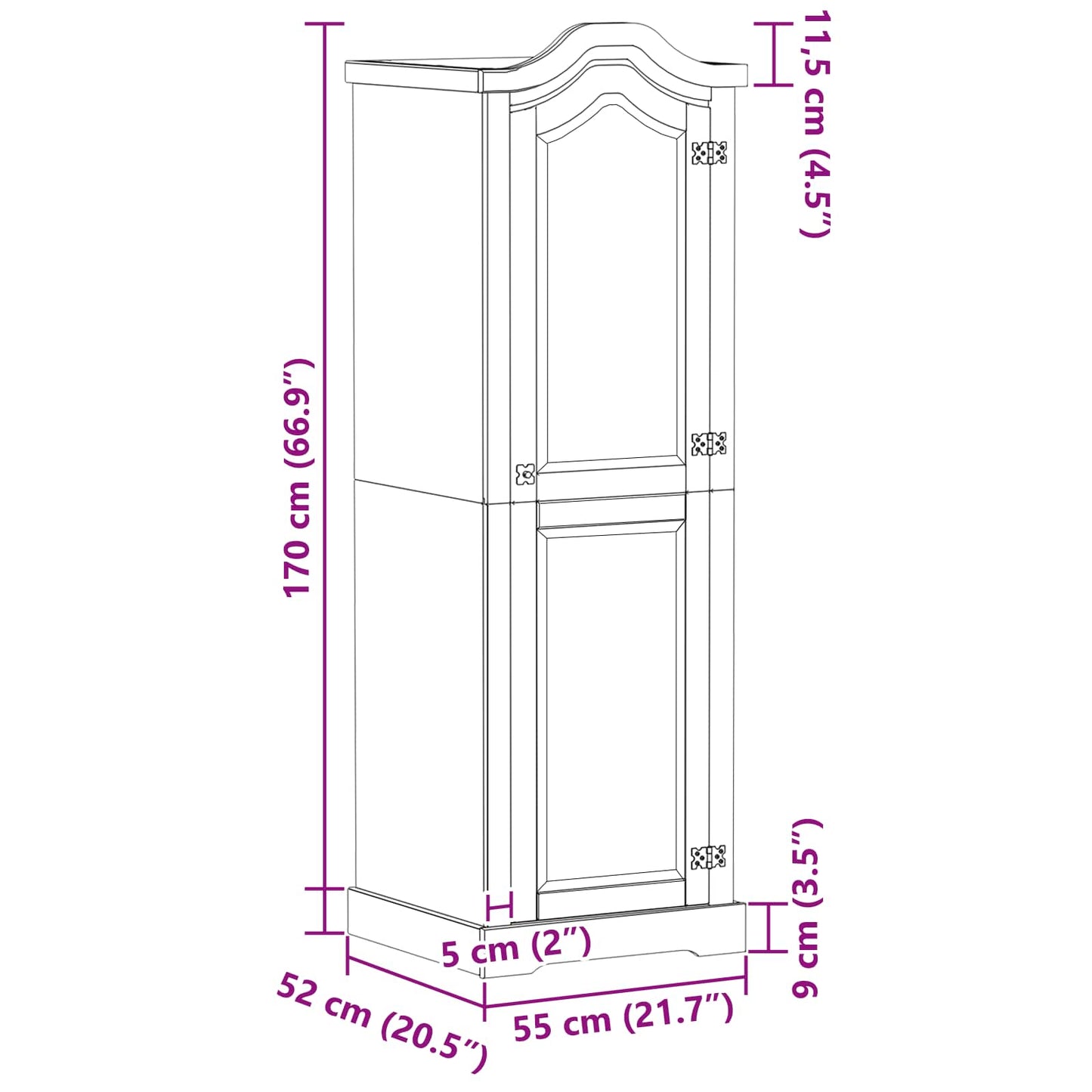 vidaXL Ντουλάπες με ράφι Λευκό 55 x 52 x 170 εκ Στερεά ξυλεία πεύκου