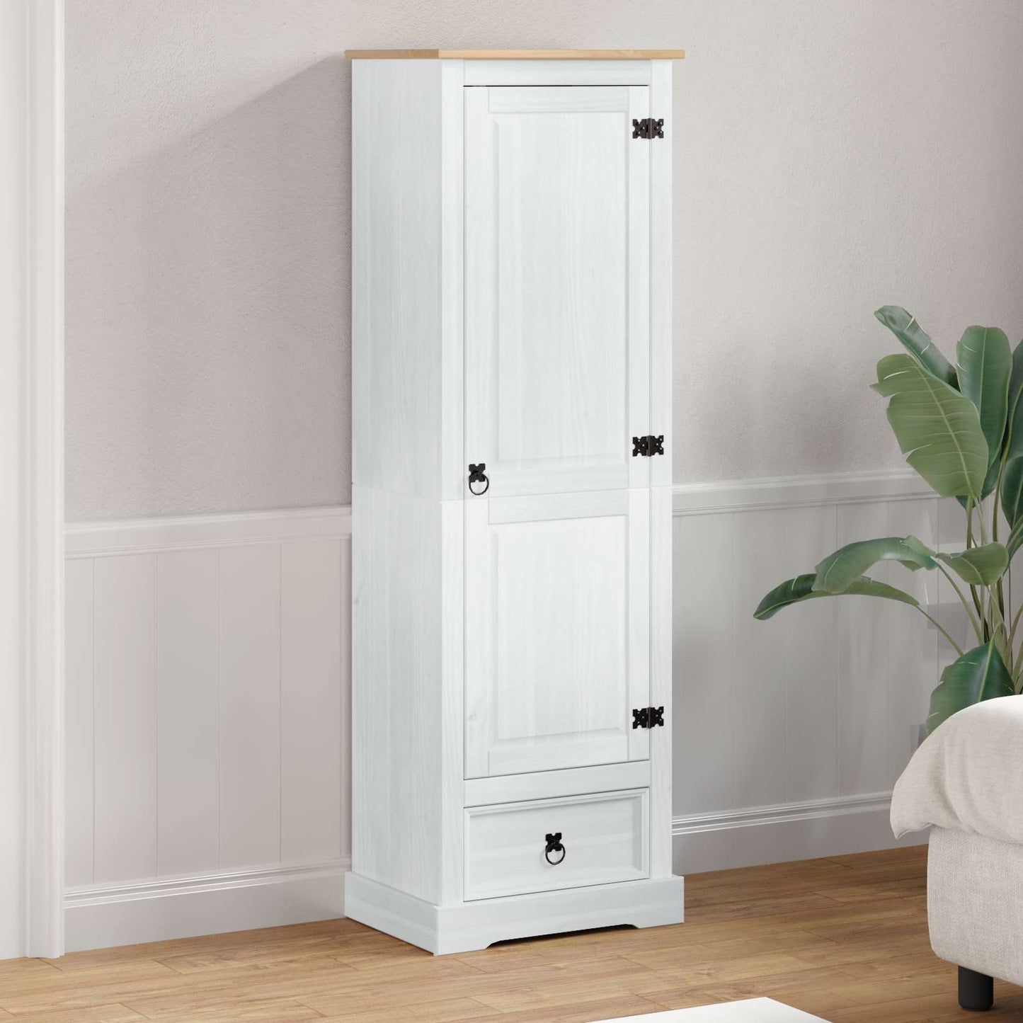 vidaXL Ντουλάπες με ράφι Λευκό 55 x 38 x 170 εκ Στερεά ξυλεία πεύκου