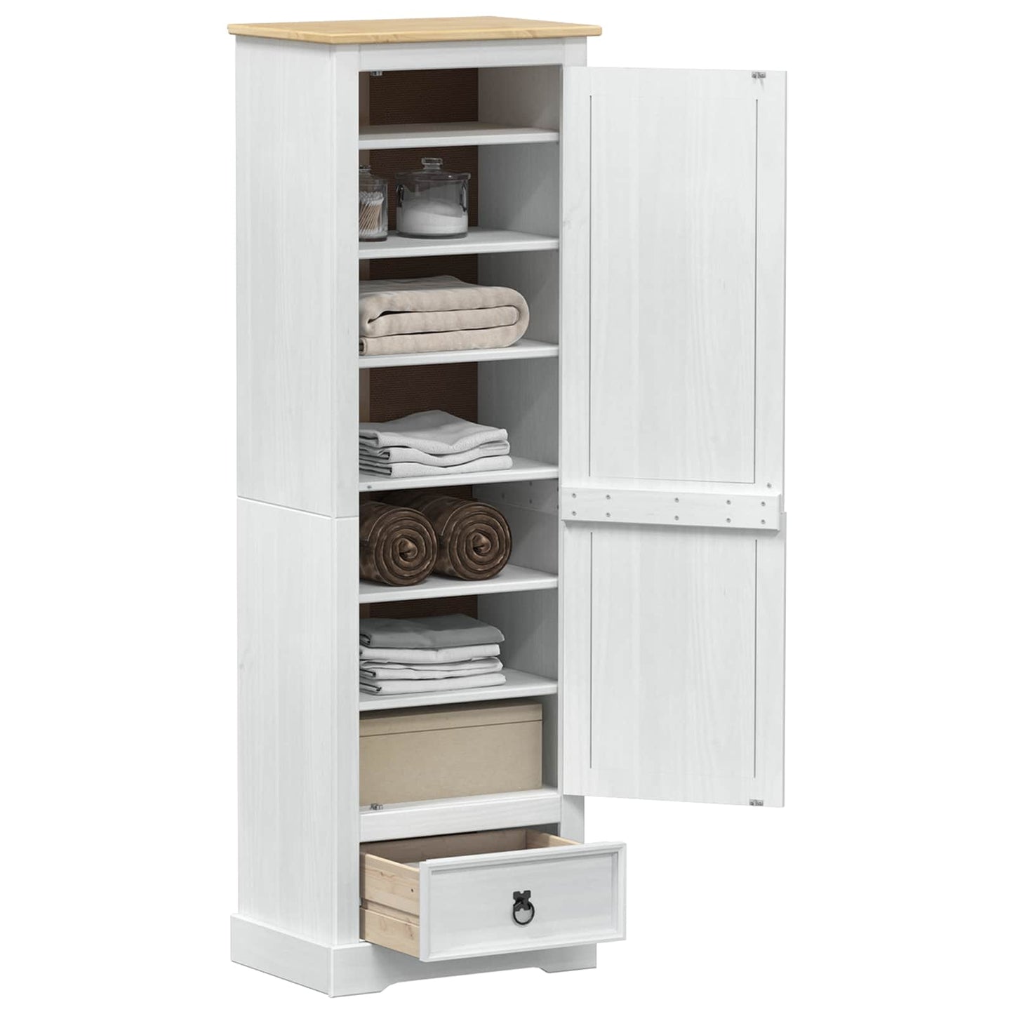 vidaXL Ντουλάπες με ράφι Λευκό 55 x 38 x 170 εκ Στερεά ξυλεία πεύκου