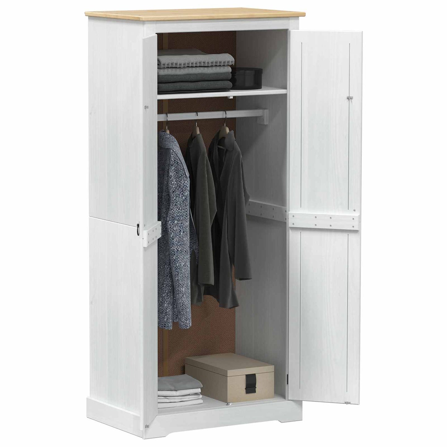 vidaXL Ντουλάπες με ράφι Λευκό 76 x 50 x 170 εκ. Στερεά ξυλεία πεύκου