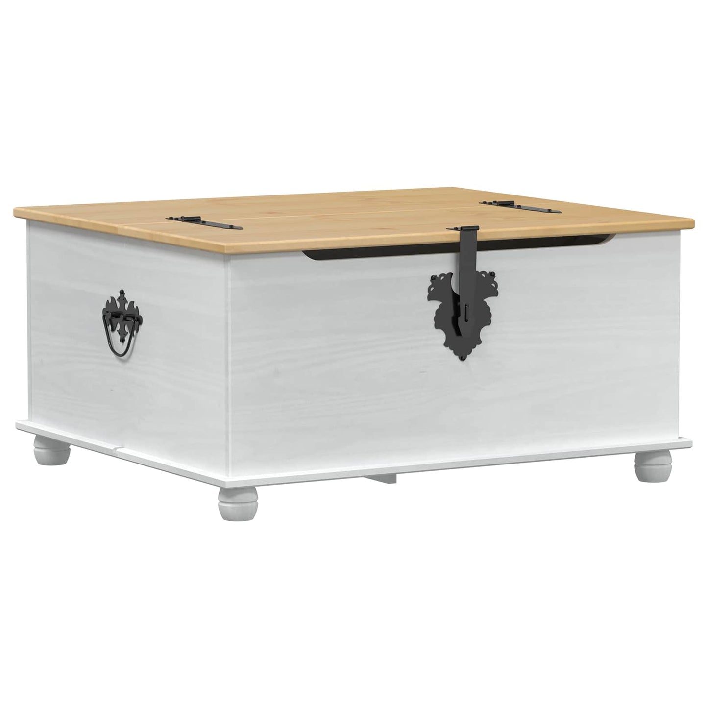 vidaXL storage box με ράφι Λευκό 90 x78 x 45 εκ Στερεά ξυλεία πεύκου