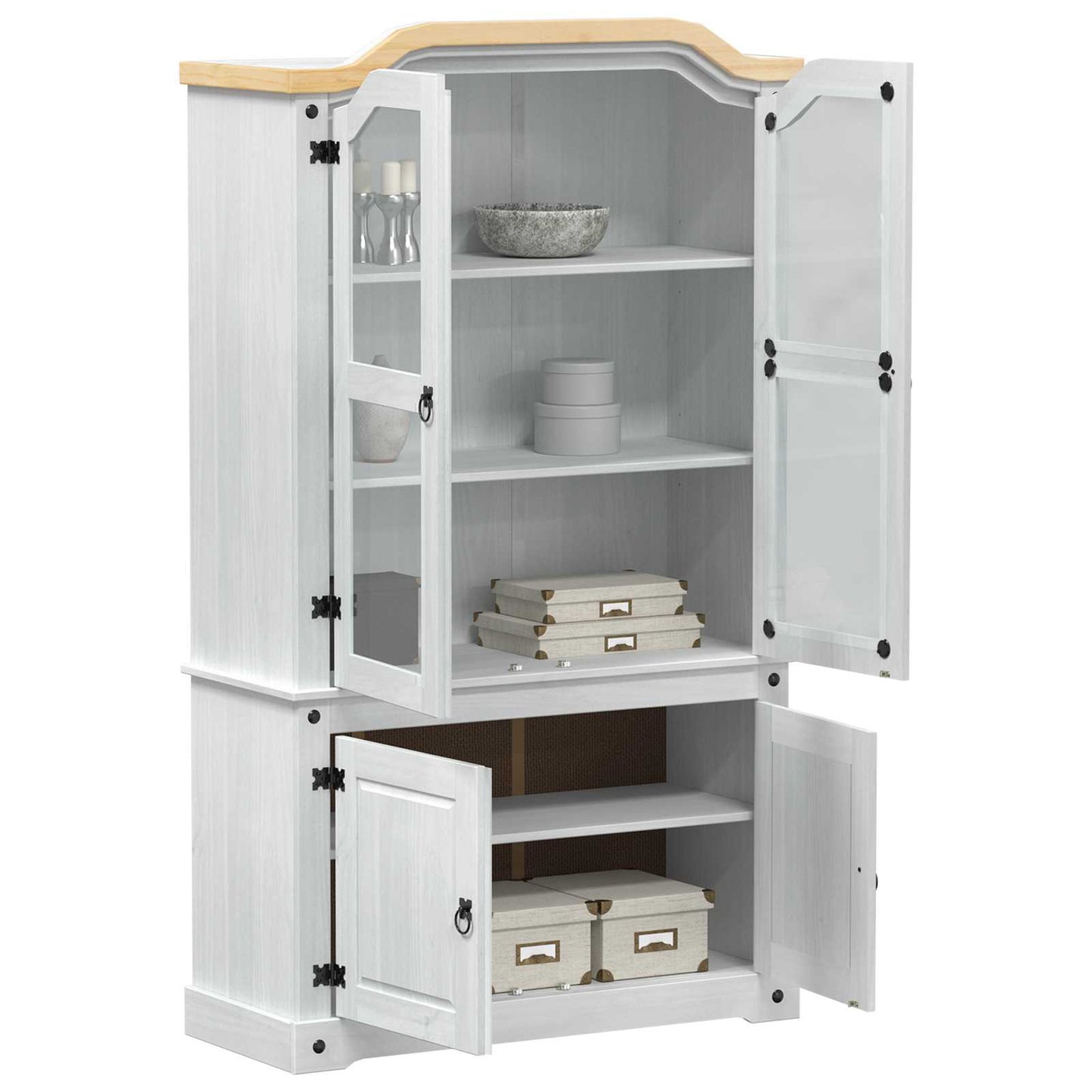vidaXL Βιτρίνα Λευκό 103.5 x 42 x 180 εκ Στερεά ξυλεία πεύκου