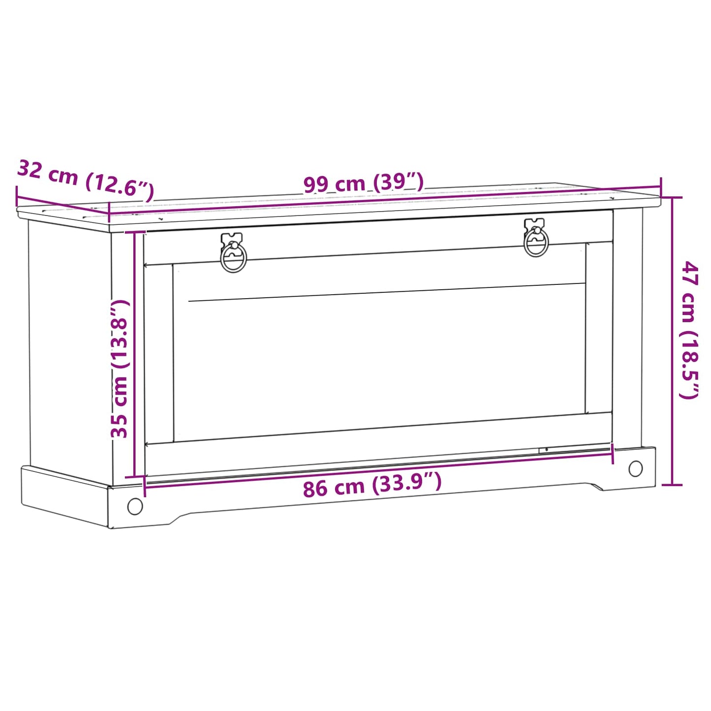 vidaXL Ντουλάπα Παπουτσιών με ράφι Corona Λευκό 99 x 32 x 49 εκ.