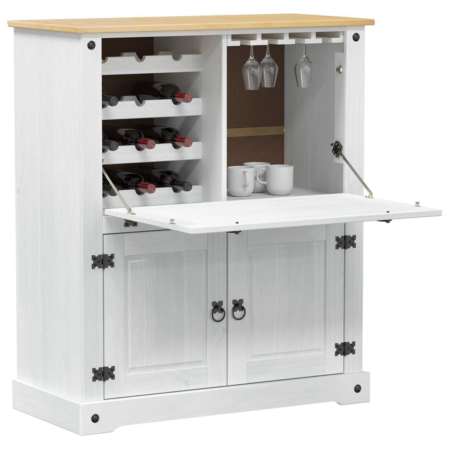 vidaXL Ντουλάπι κρασιού Λευκό 97 x 45 x 114 εκ Στερεά ξυλεία πεύκου