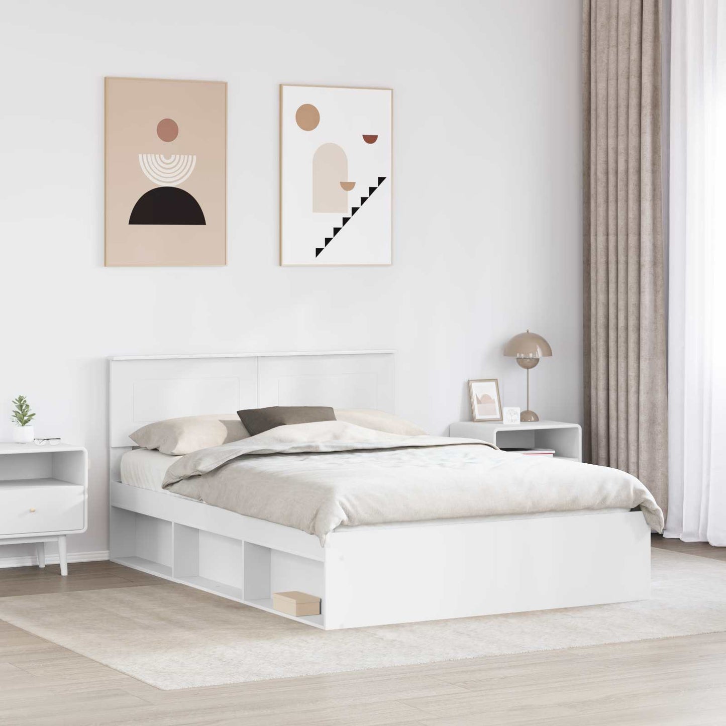 vidaXL Σκελετός Κρεβατιού Λευκό 160 x 200 cm Επεξεργασμένο ξύλο