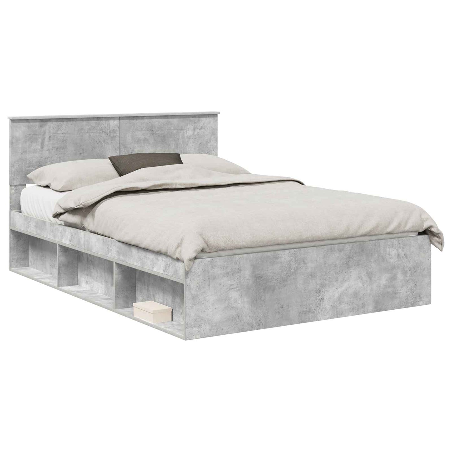 vidaXL Σκελετός Κρεβατιού Γκρι Μπετόν 150 x 200 cm Επεξεργασμένο ξύλο
