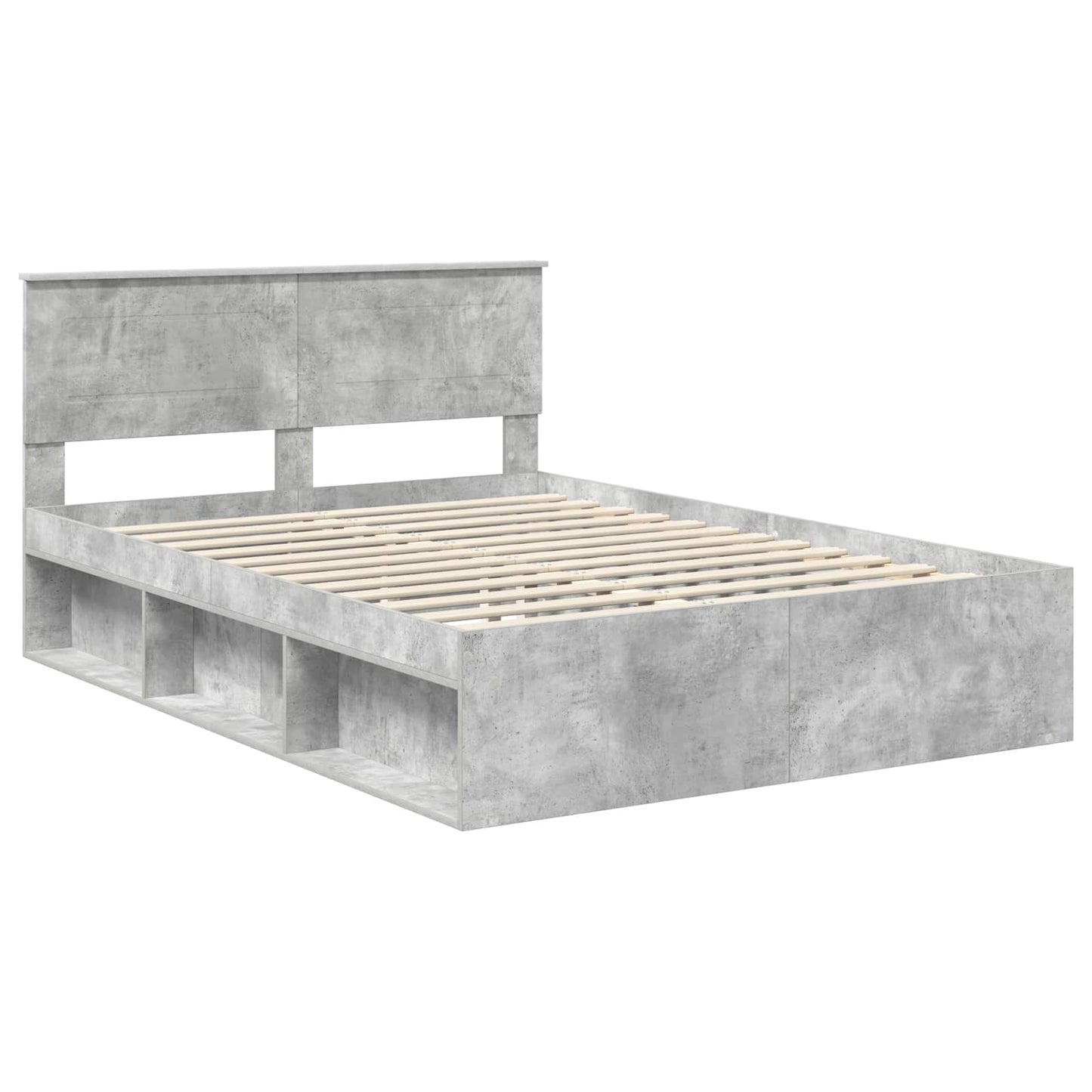vidaXL Σκελετός Κρεβατιού Σκυρόδεμα 140 x 190 cm Επεξεργασμένο ξύλο