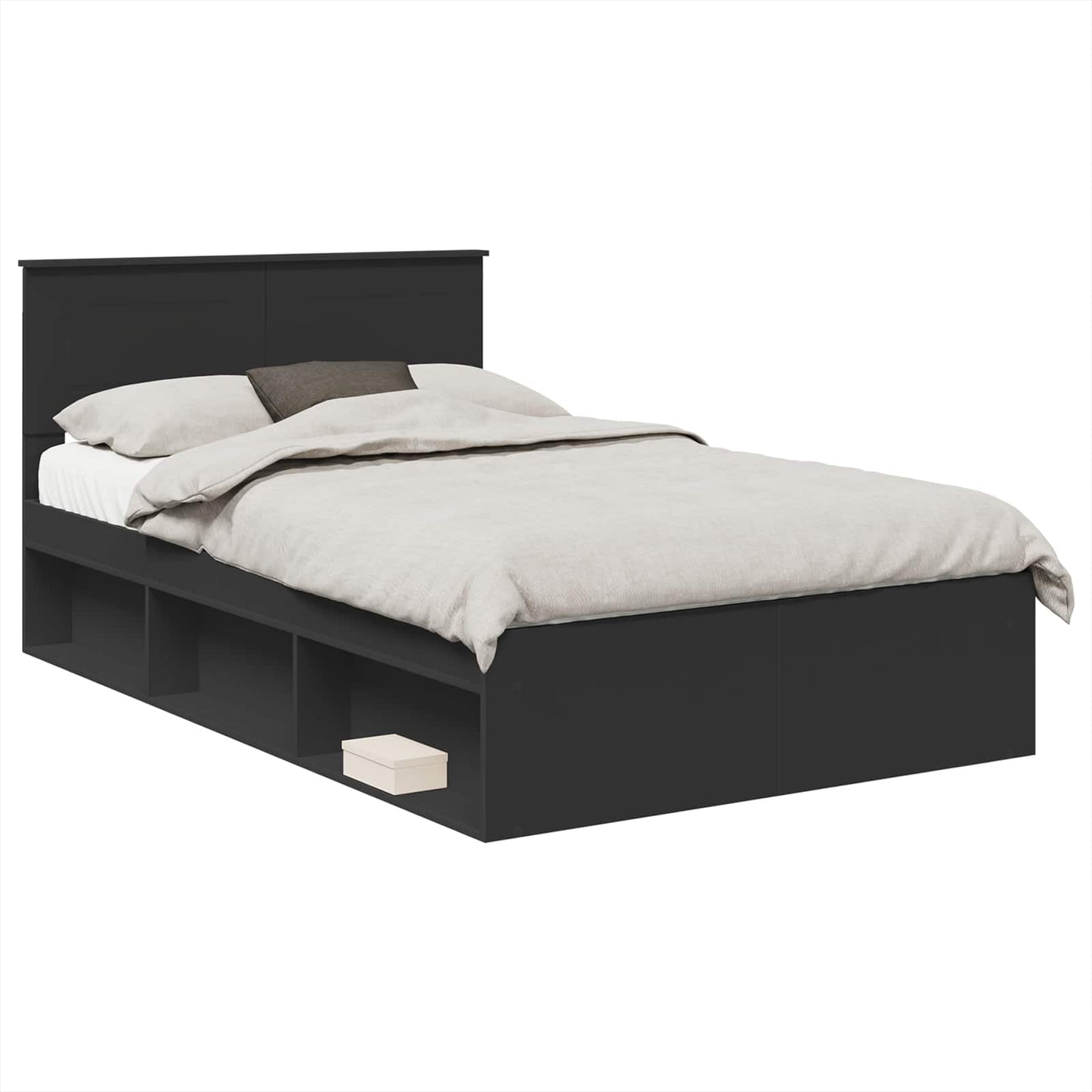 vidaXL Σκελετός Κρεβατιού Μαύρο 135 x 190 cm Επεξεργασμένο ξύλο