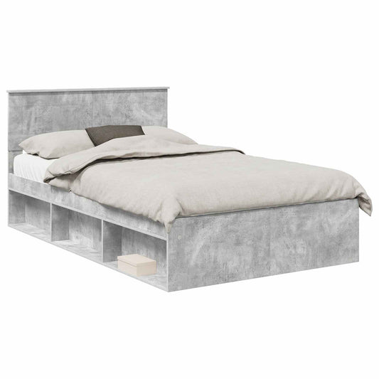 vidaXL Σκελετός Κρεβατιού Γκρι Μπετόν 135 x 190 cm Επεξεργασμένο ξύλο