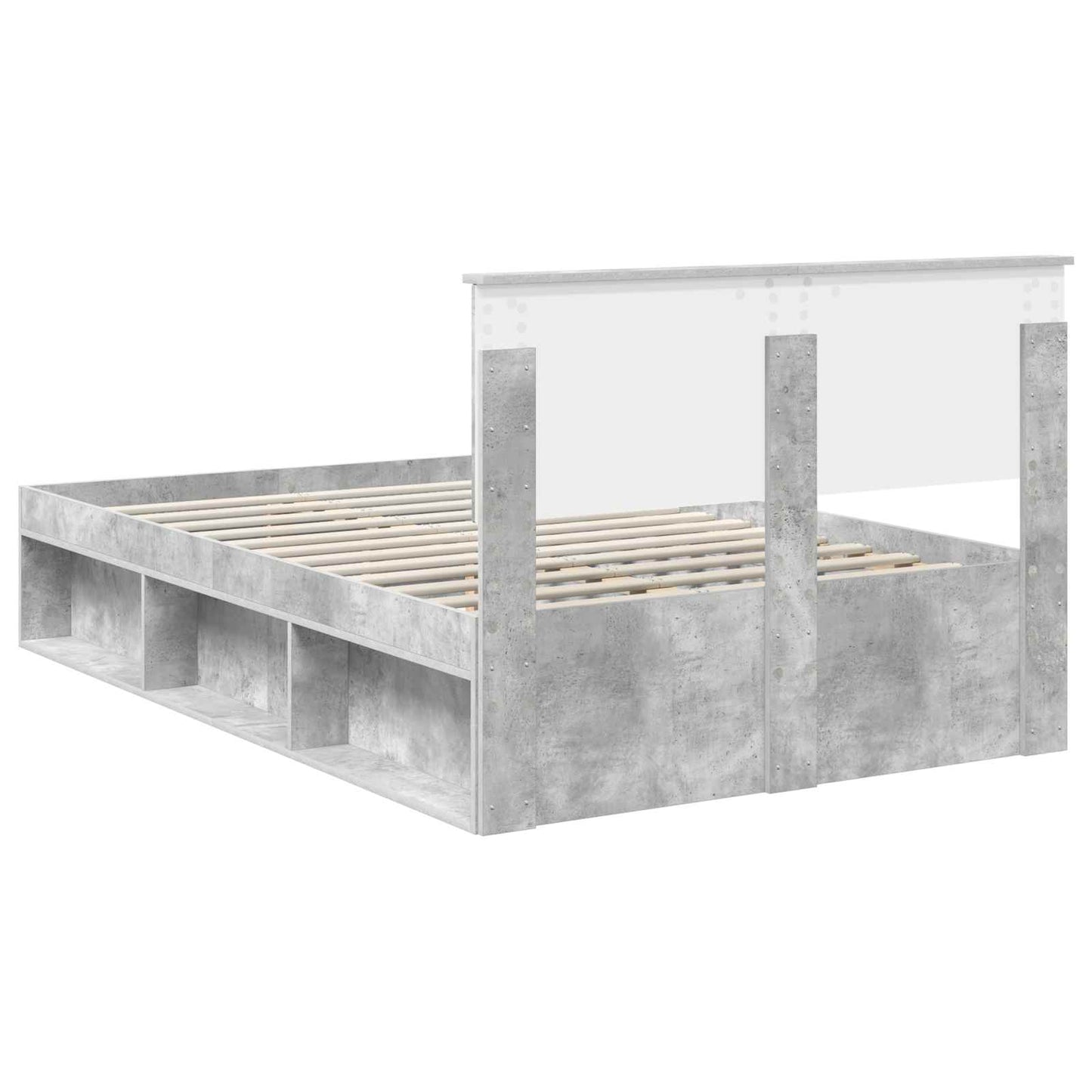 vidaXL Σκελετός Κρεβατιού Γκρι Μπετόν 135 x 190 cm Επεξεργασμένο ξύλο