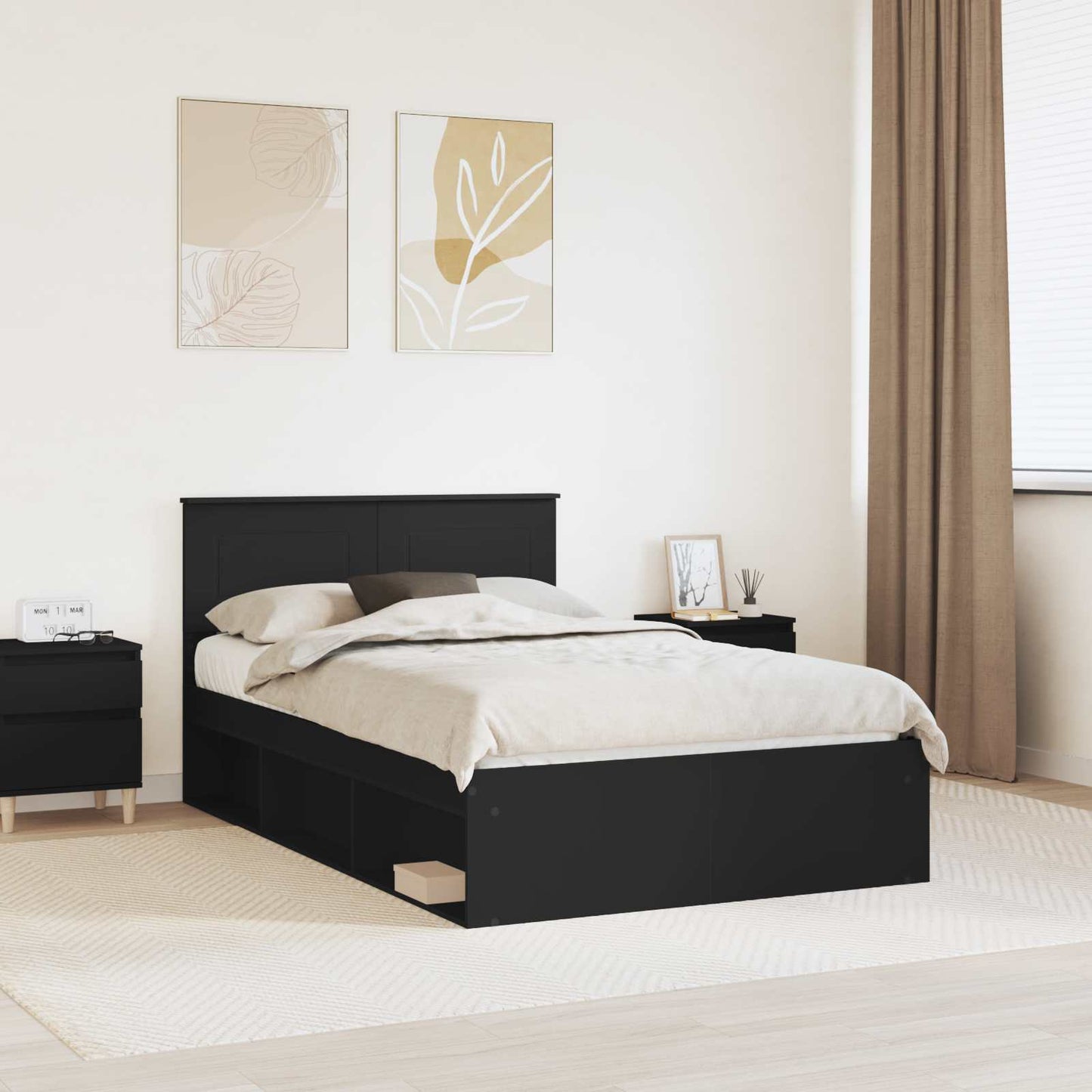 vidaXL Σκελετός Κρεβατιού Μαύρο 120 x 190 cm Επεξεργασμένο ξύλο