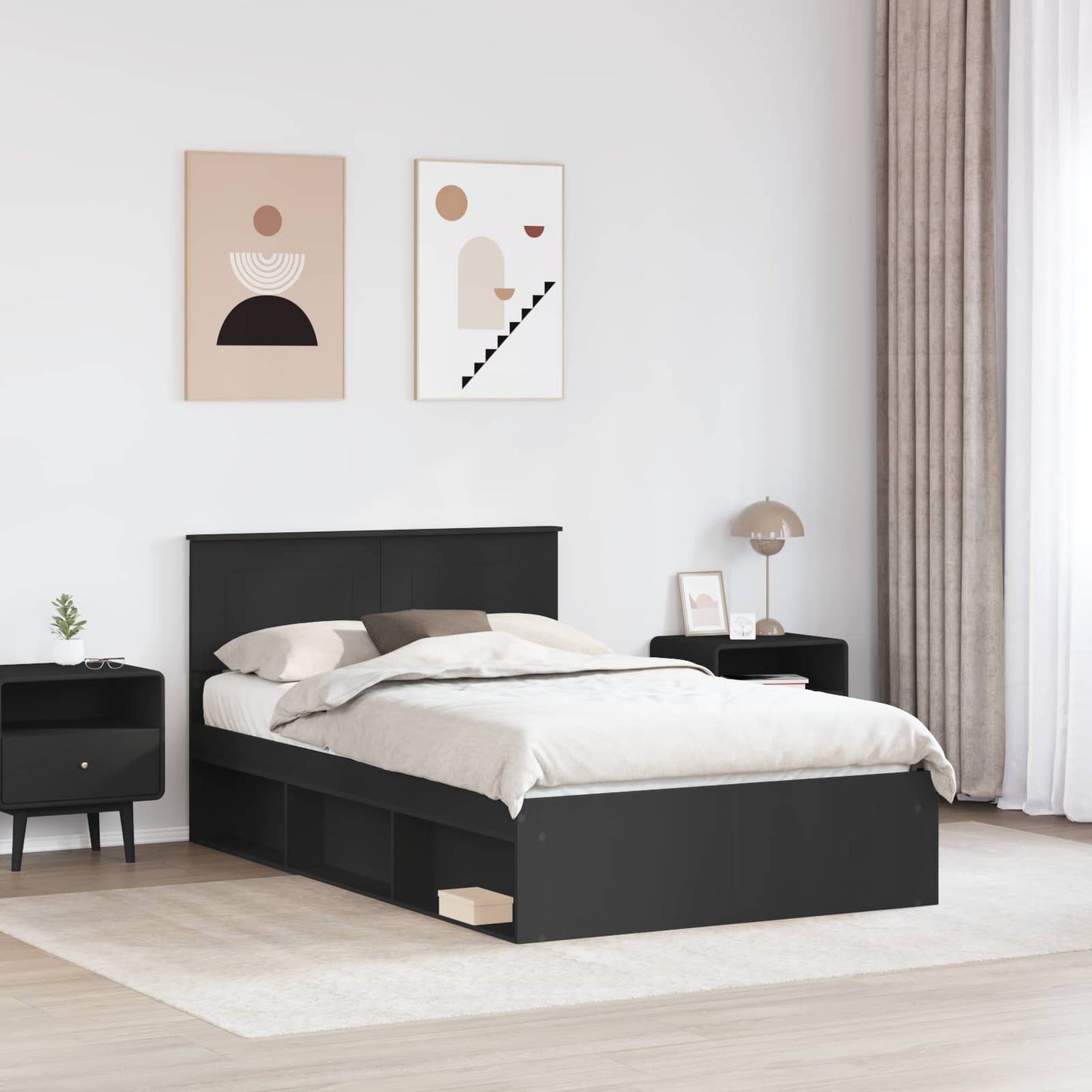 vidaXL Σκελετός Κρεβατιού Μαύρο 120 x 190 cm Επεξεργασμένο ξύλο