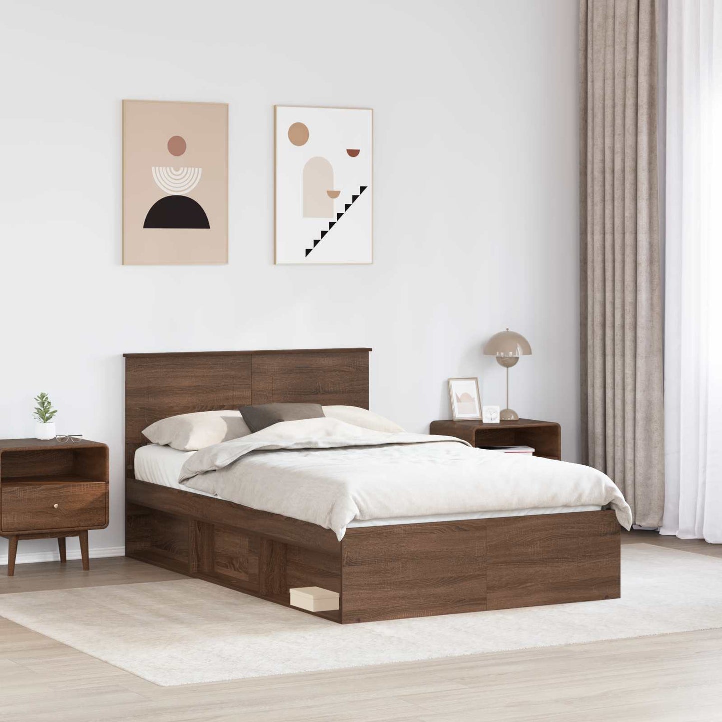 vidaXL Σκελετός Κρεβατιού Καφέ δρυς 120 x 190 cm Επεξεργασμένο ξύλο