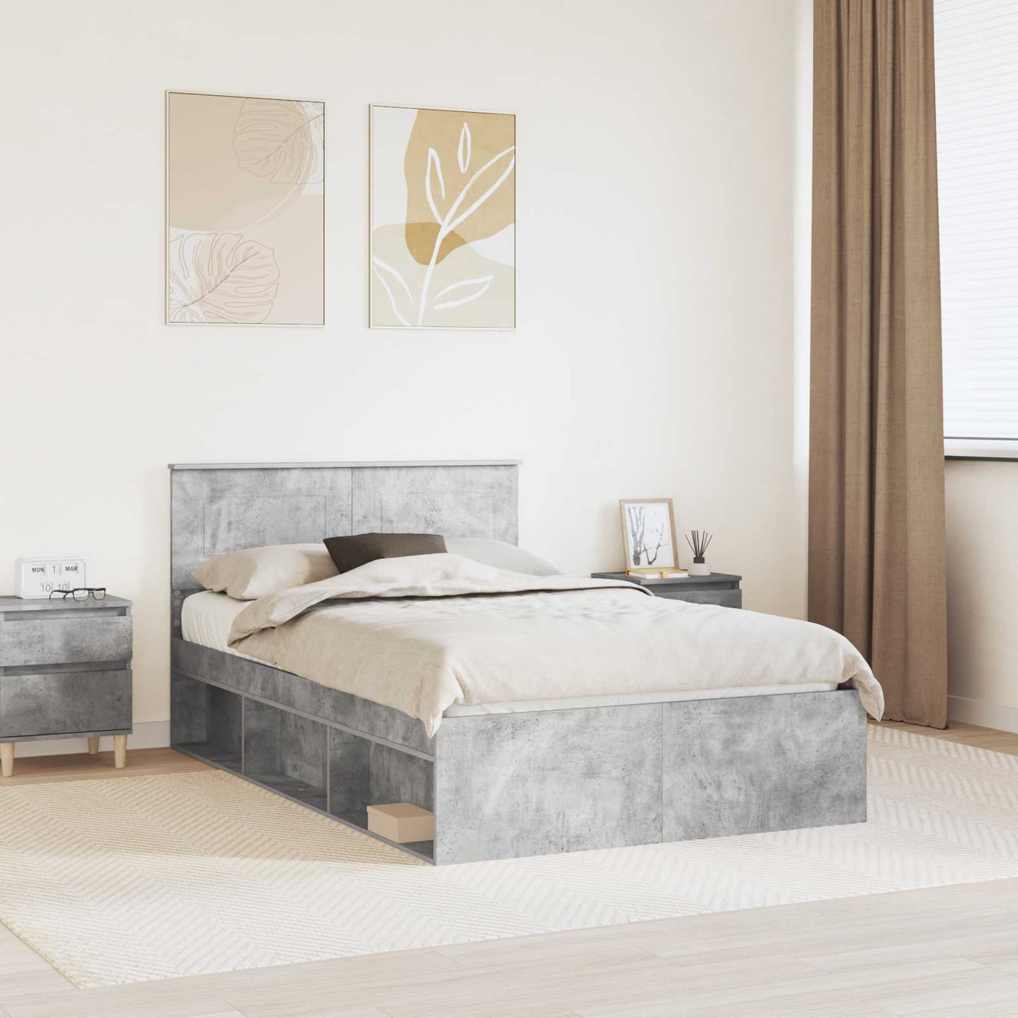 vidaXL Σκελετός Κρεβατιού Σκυρόδεμα 120 x 200 cm Επεξεργασμένο ξύλο