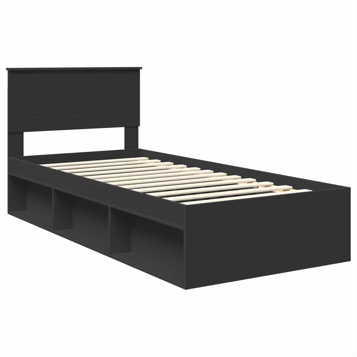 vidaXL Σκελετός Κρεβατιού Μαύρο 90 x 190 cm Επεξεργασμένο ξύλο