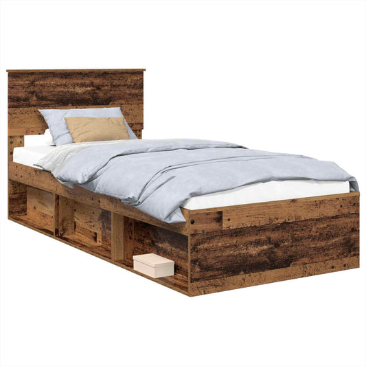 vidaXL Σκελετός Κρεβατιού Παλιό ξύλο 90 x 190 cm Επεξεργασμένο ξύλο