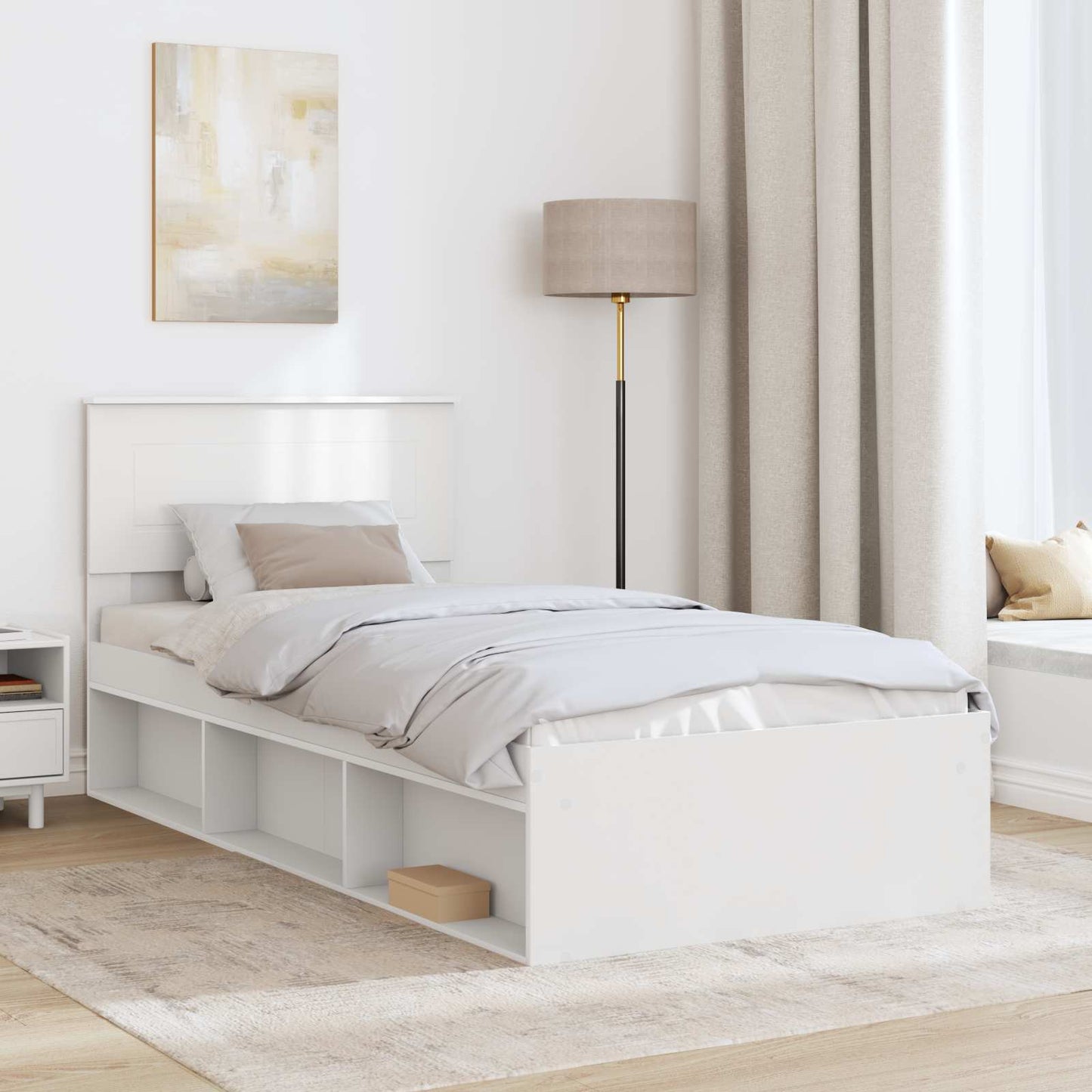 vidaXL Σκελετός Κρεβατιού Λευκό 75 x 190 cm Επεξεργασμένο ξύλο