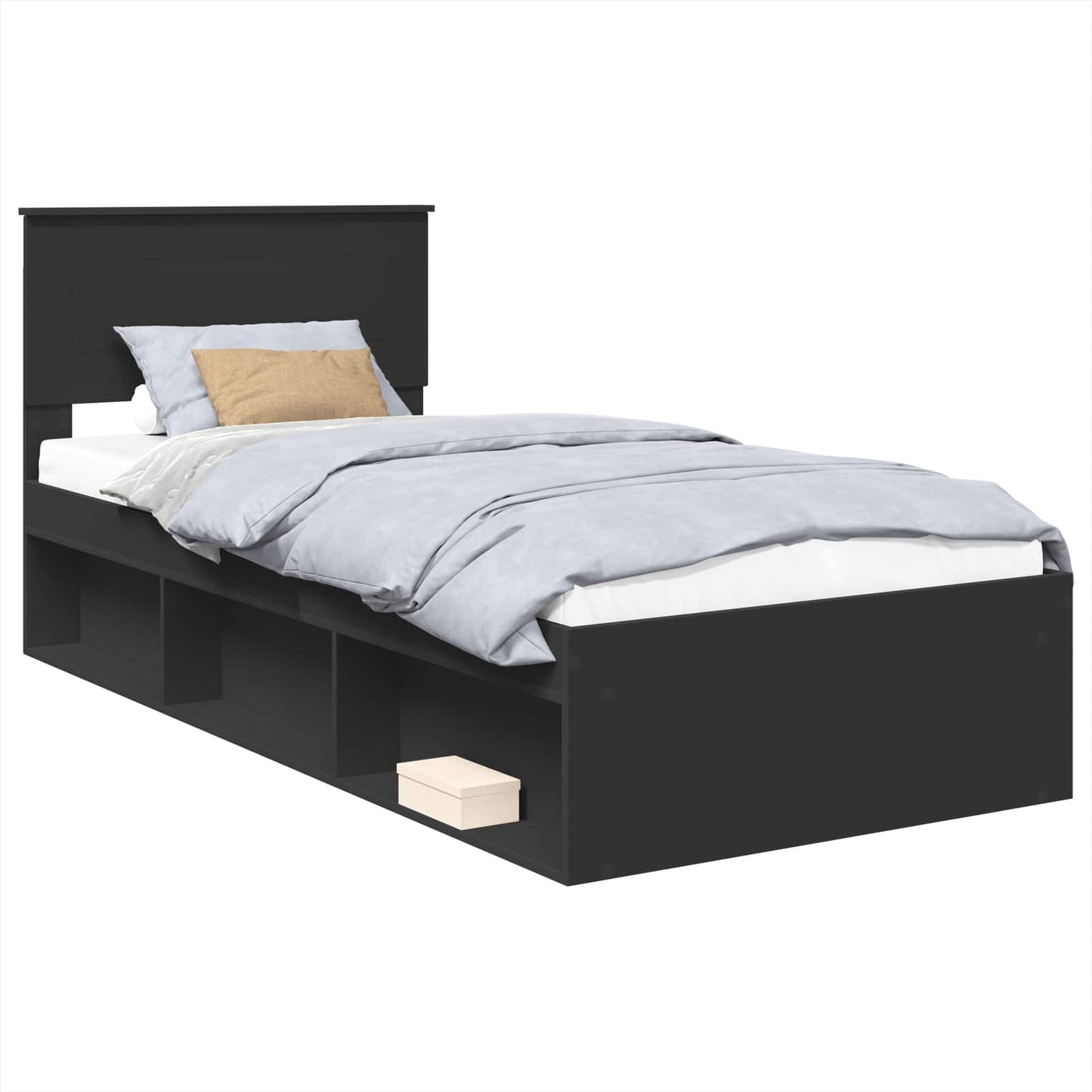vidaXL Σκελετός Κρεβατιού Μαύρο 75 x 190 cm Επεξεργασμένο ξύλο