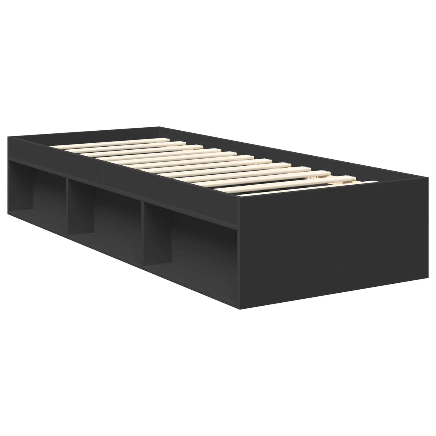 vidaXL Σκελετός Κρεβατιού Μαύρο 75 x 190 cm Επεξεργασμένο ξύλο