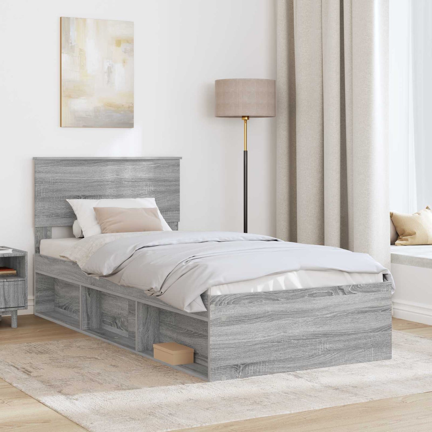 vidaXL Σκελετός Κρεβατιού Γκρίζο Σονομα 75 x 190 cm Επεξεργασμένο ξύλο