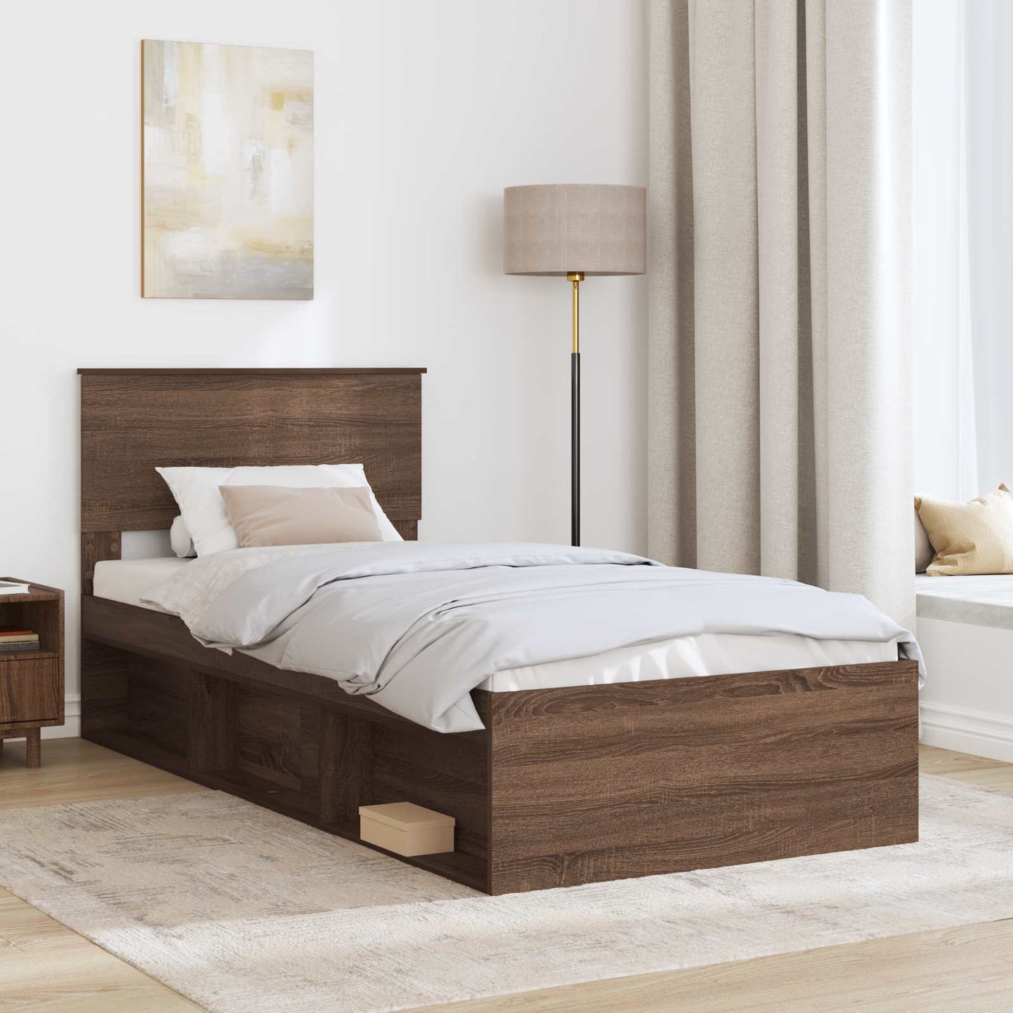 vidaXL Σκελετός Κρεβατιού Καφέ δρυς 75 x 190 cm Επεξεργασμένο ξύλο