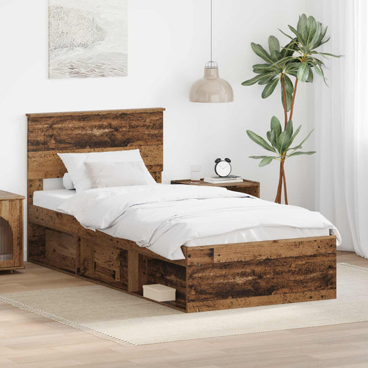 vidaXL Σκελετός Κρεβατιού Παλιό ξύλο 75 x 190 cm Επεξεργασμένο ξύλο