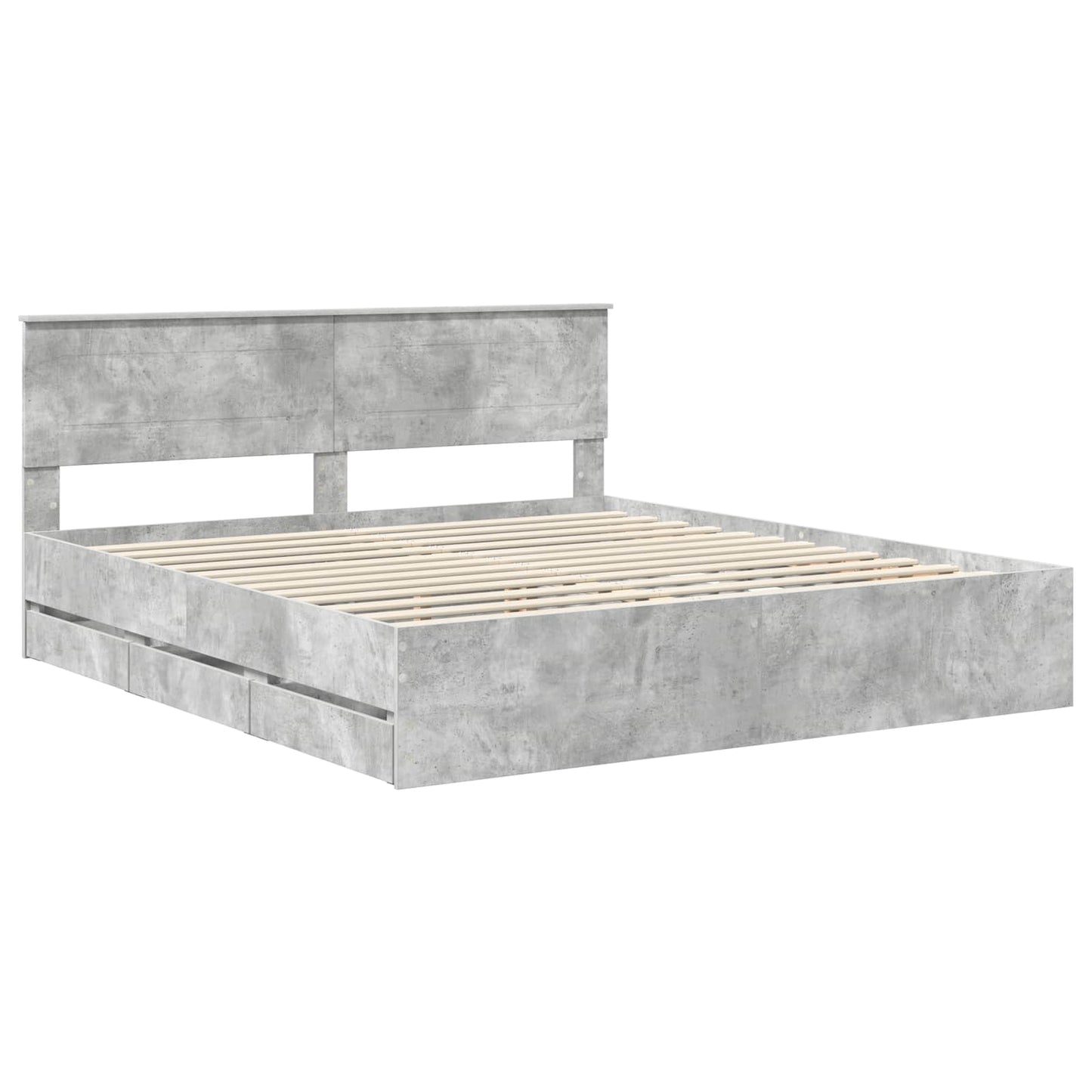 vidaXL Σκελετός Κρεβατιού Σκυρόδεμα Γκρι 200 x 200 cm Μηχανήματος Ξύλο