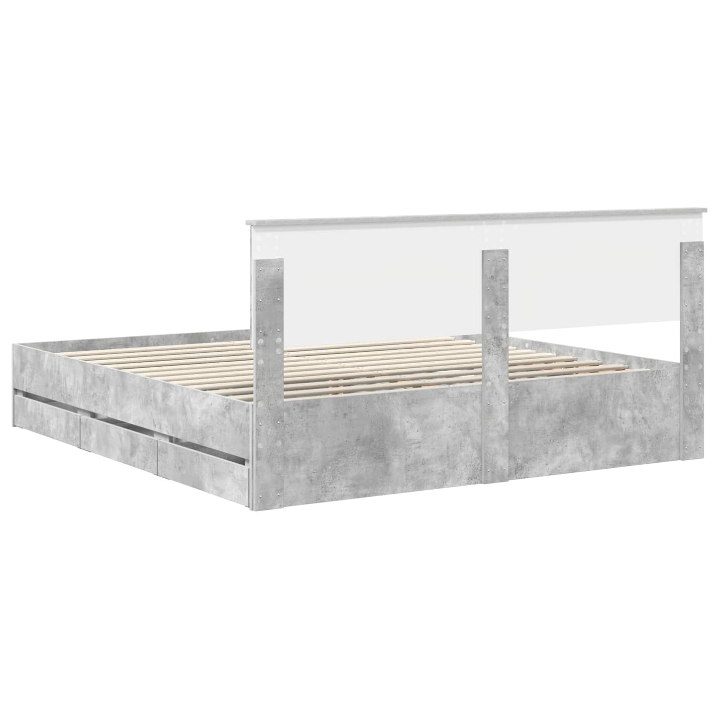 vidaXL Σκελετός Κρεβατιού Σκυρόδεμα Γκρι 200 x 200 cm Μηχανήματος Ξύλο