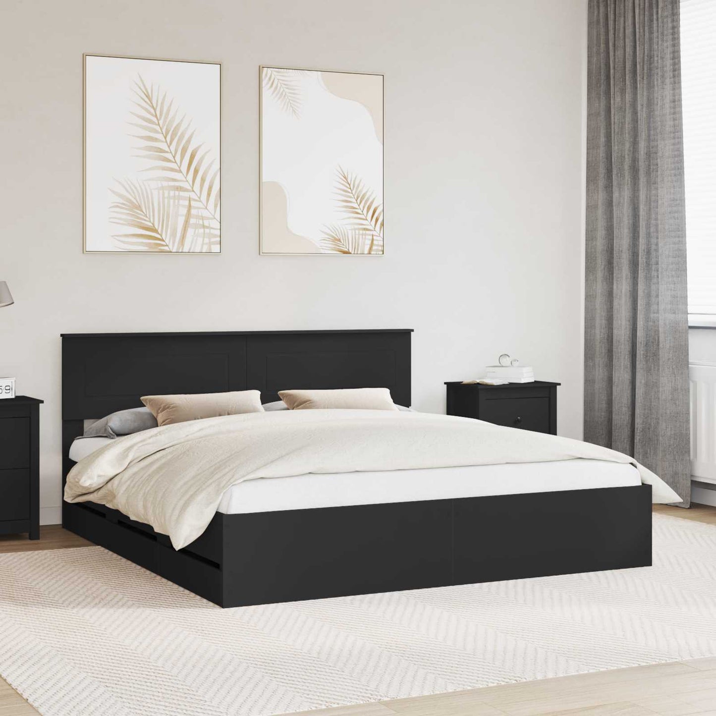 vidaXL Σκελετός Κρεβατιού Μαύρο 180 x 200 cm Μηχανήματος Ξύλο