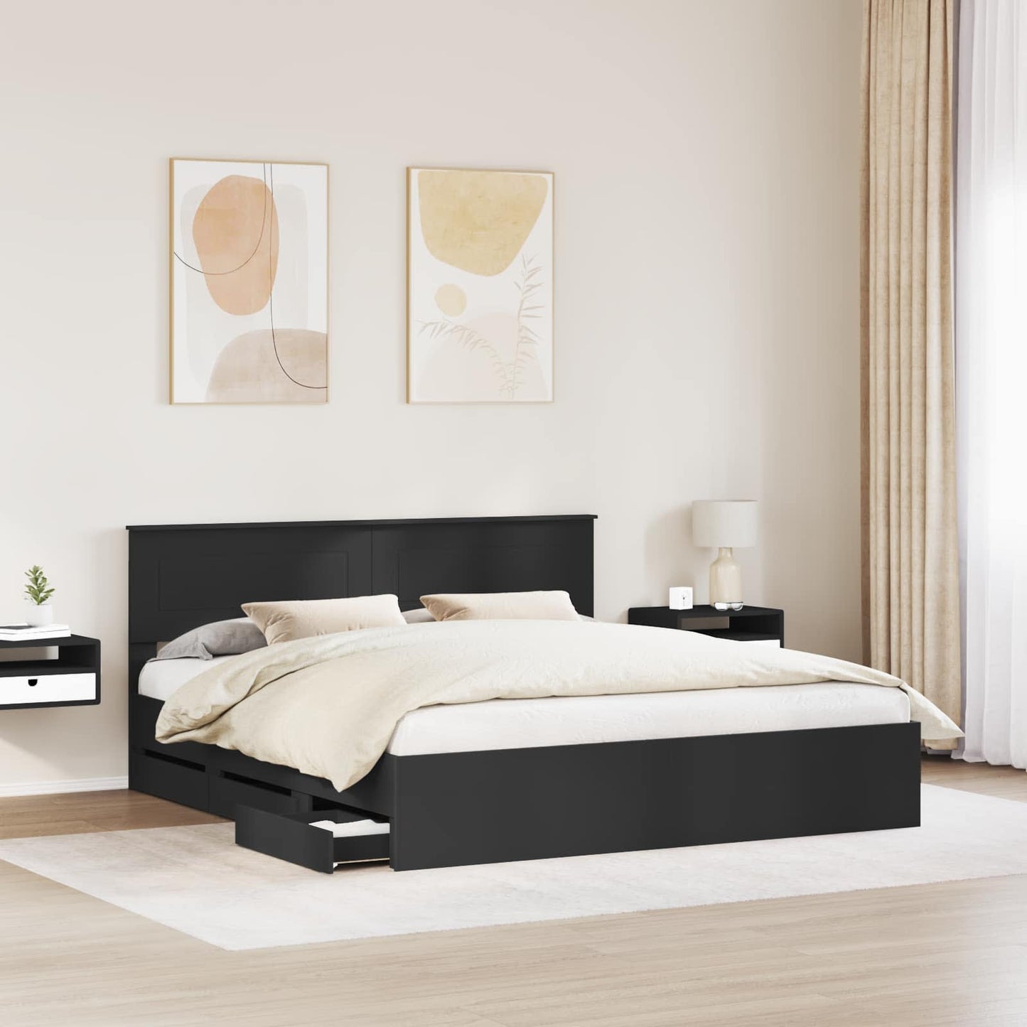 vidaXL Σκελετός Κρεβατιού Μαύρο 180 x 200 cm Μηχανήματος Ξύλο