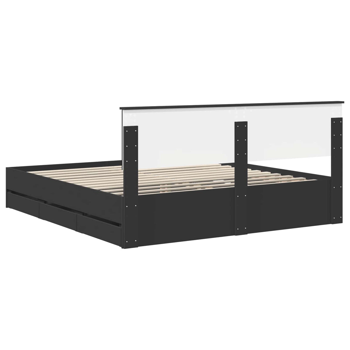 vidaXL Σκελετός Κρεβατιού Μαύρο 180 x 200 cm Μηχανήματος Ξύλο