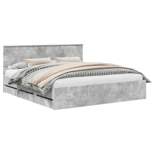 vidaXL Σκελετός Κρεβατιού Σκυρόδεμα Γκρι 180 x 200 cm Μηχανήματος Ξύλο