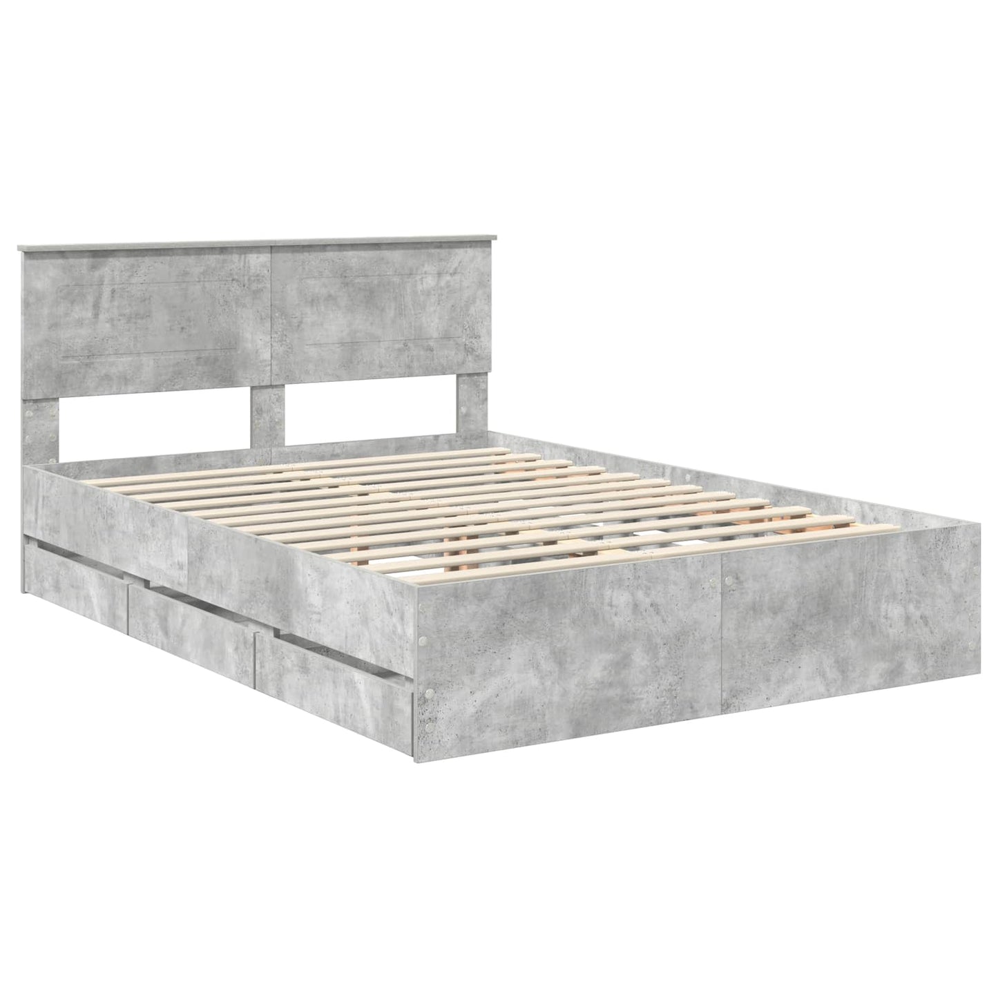 vidaXL Σκελετός Κρεβατιού Σκυρόδεμα Γκρι 160 x 200 cm Μηχανήματος Ξύλο