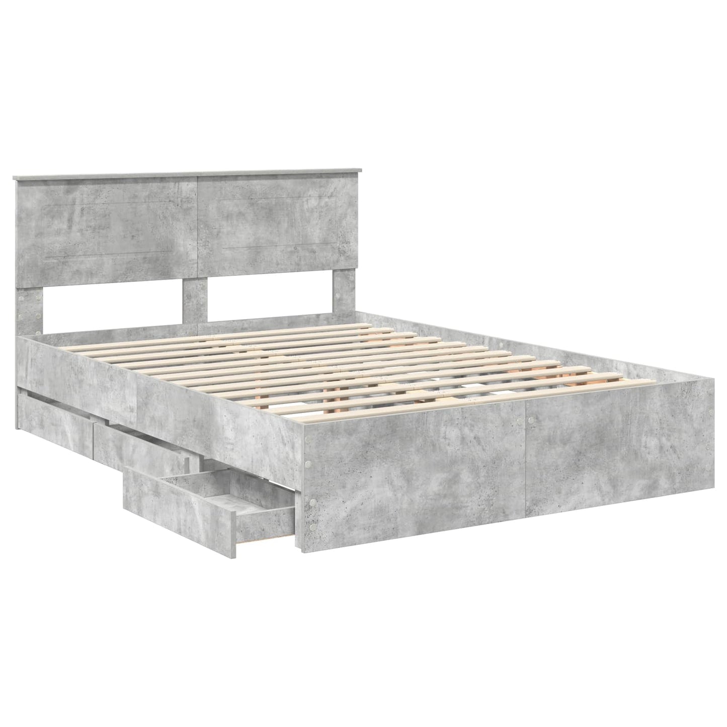 vidaXL Σκελετός Κρεβατιού Σκυρόδεμα Γκρι 160 x 200 cm Μηχανήματος Ξύλο