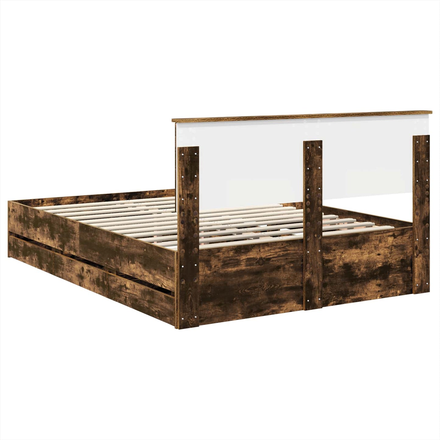vidaXL Σκελετός Κρεβατιού Καπνιστό Δρύς 160 x 200 cm Μηχανήματος Ξύλο