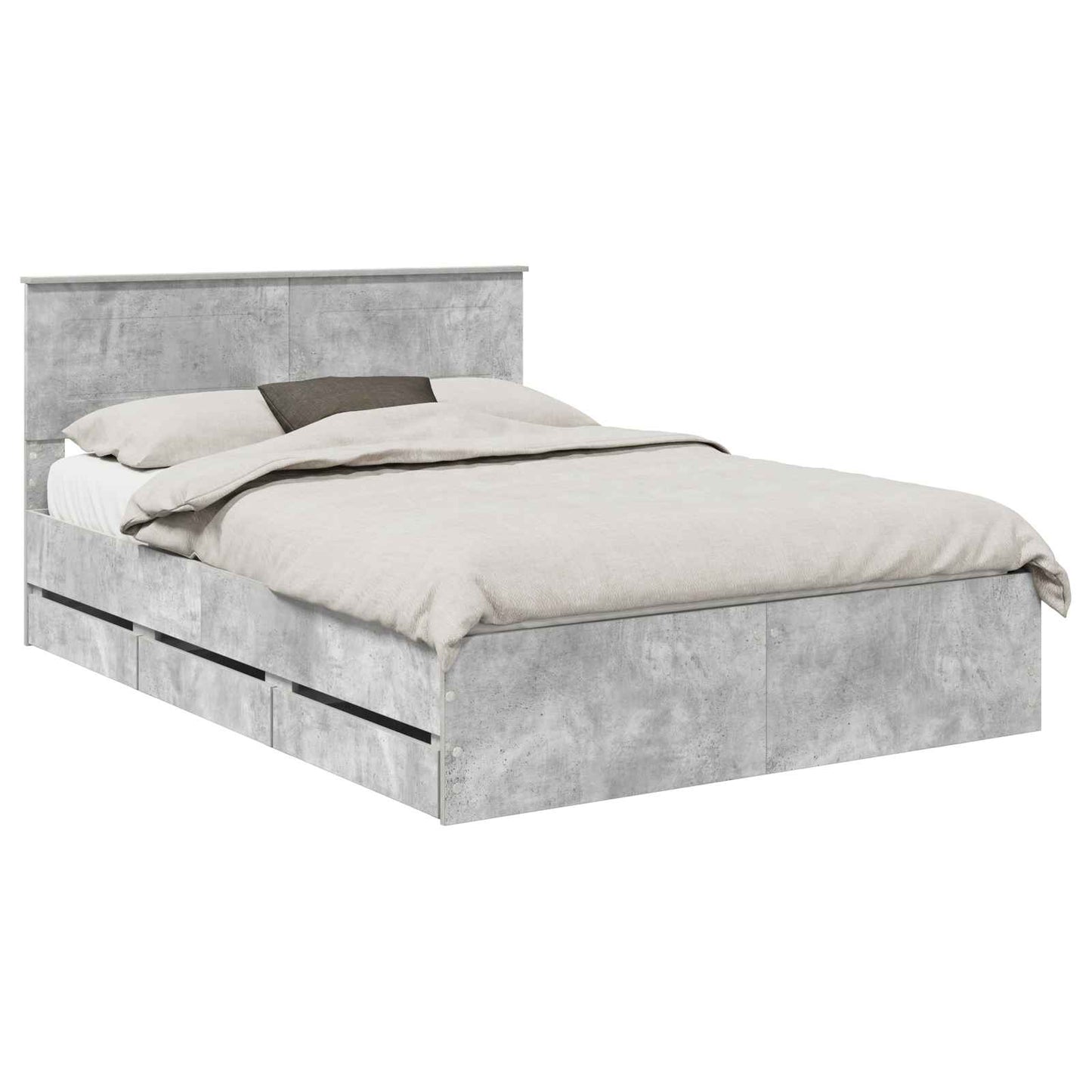 vidaXL Σκελετός Κρεβατιού Σκυρόδεμα Γκρι 150 x 200 cm Μηχανήματος Ξύλο