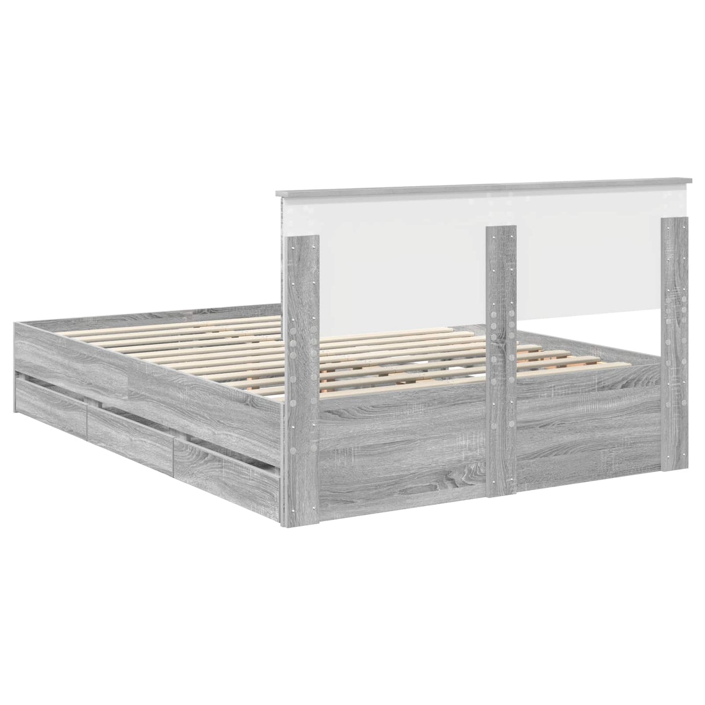 vidaXL Σκελετός Κρεβατιού Γκρίζο Σονομα 150 x 200 cm Μηχανήματος Ξύλο