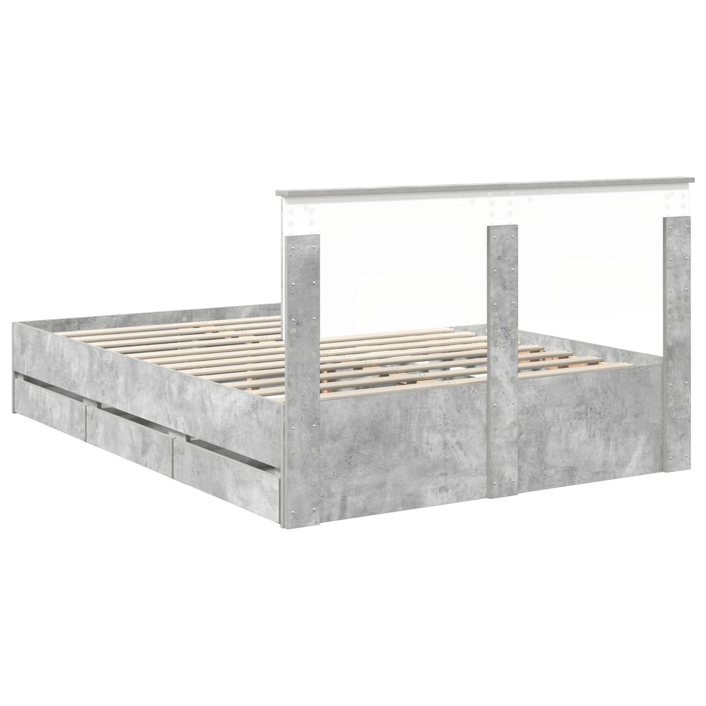 vidaXL Σκελετός Κρεβατιού Σκυρόδεμα Γκρι 140 x 190 cm Μηχανήματος Ξύλο