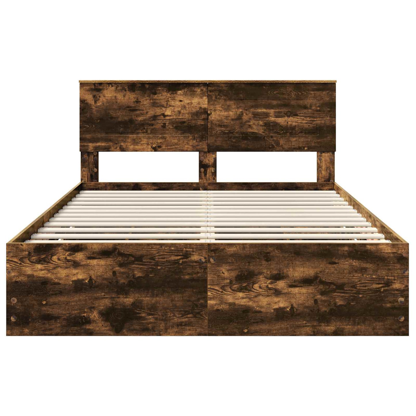vidaXL Σκελετός Κρεβατιού Καπνιστό Δρύς 140 x 190 cm Μηχανήματος Ξύλο
