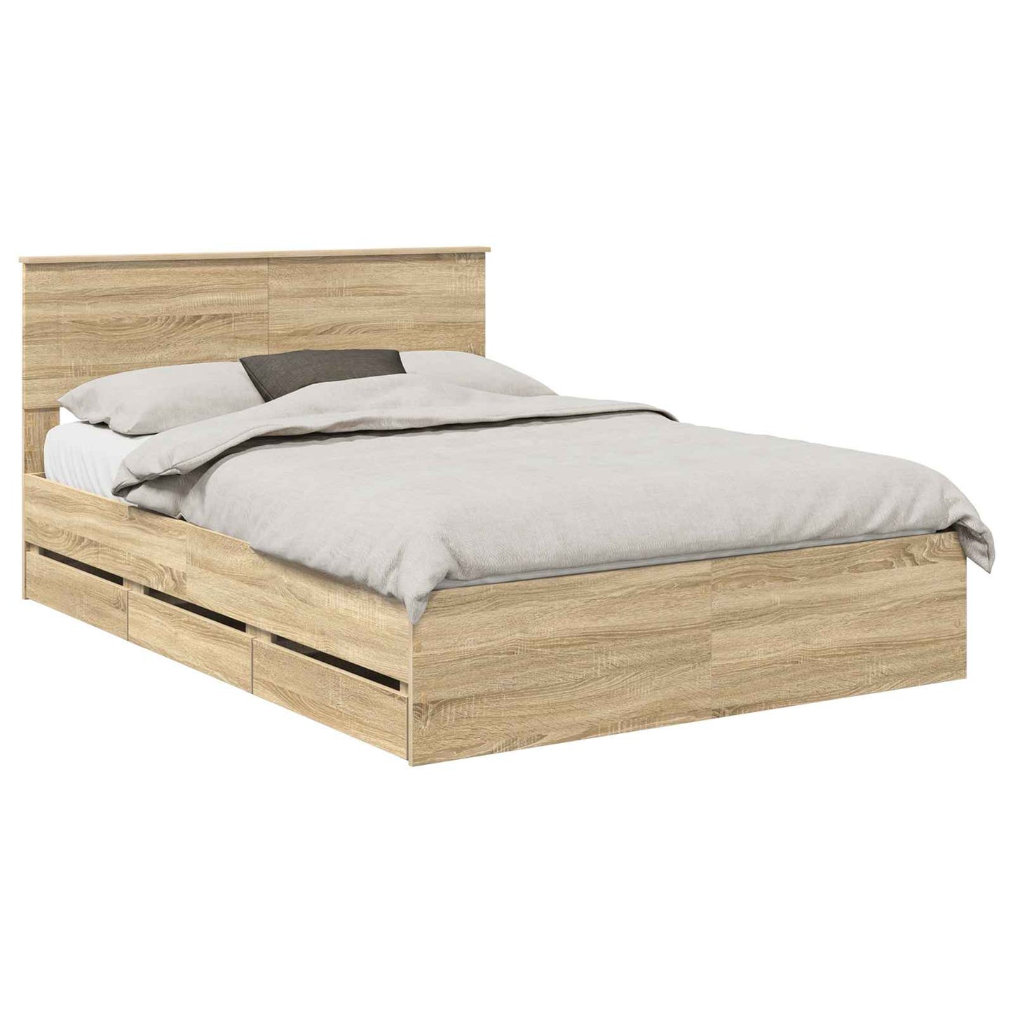 vidaXL Σκελετός Κρεβατιού Δρύς Sonoma 140 x 200 cm Μηχανήματος Ξύλο