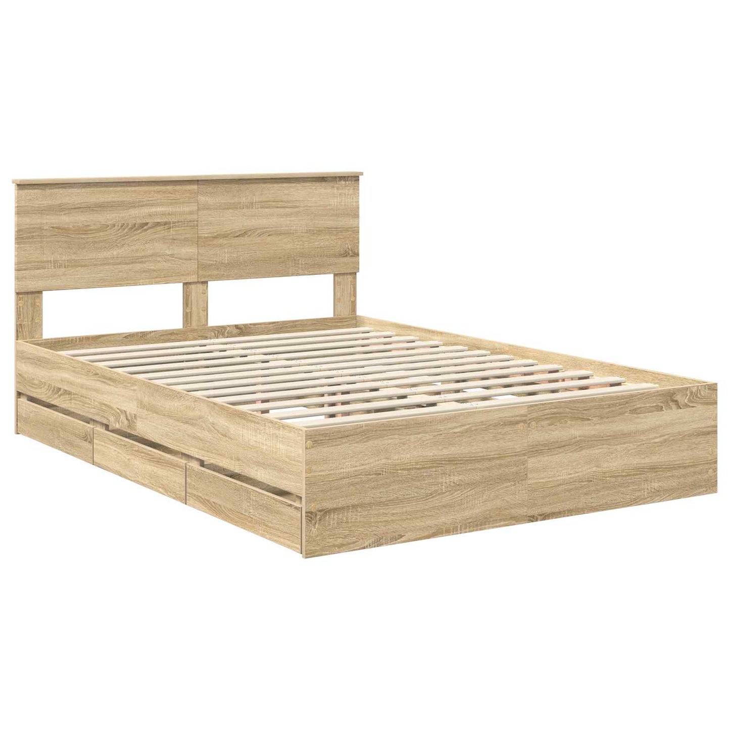 vidaXL Σκελετός Κρεβατιού Δρύς Sonoma 140 x 200 cm Μηχανήματος Ξύλο
