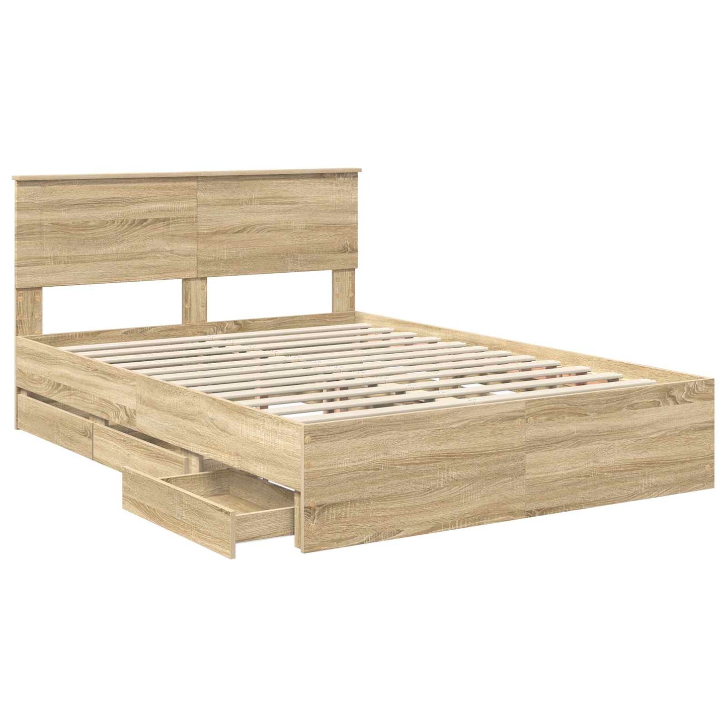 vidaXL Σκελετός Κρεβατιού Δρύς Sonoma 140 x 200 cm Μηχανήματος Ξύλο