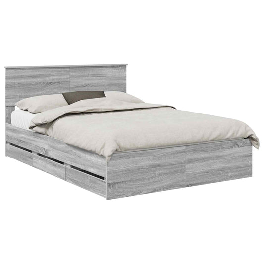 vidaXL Σκελετός Κρεβατιού Γκρίζο Σονομα 140 x 200 cm Μηχανήματος Ξύλο