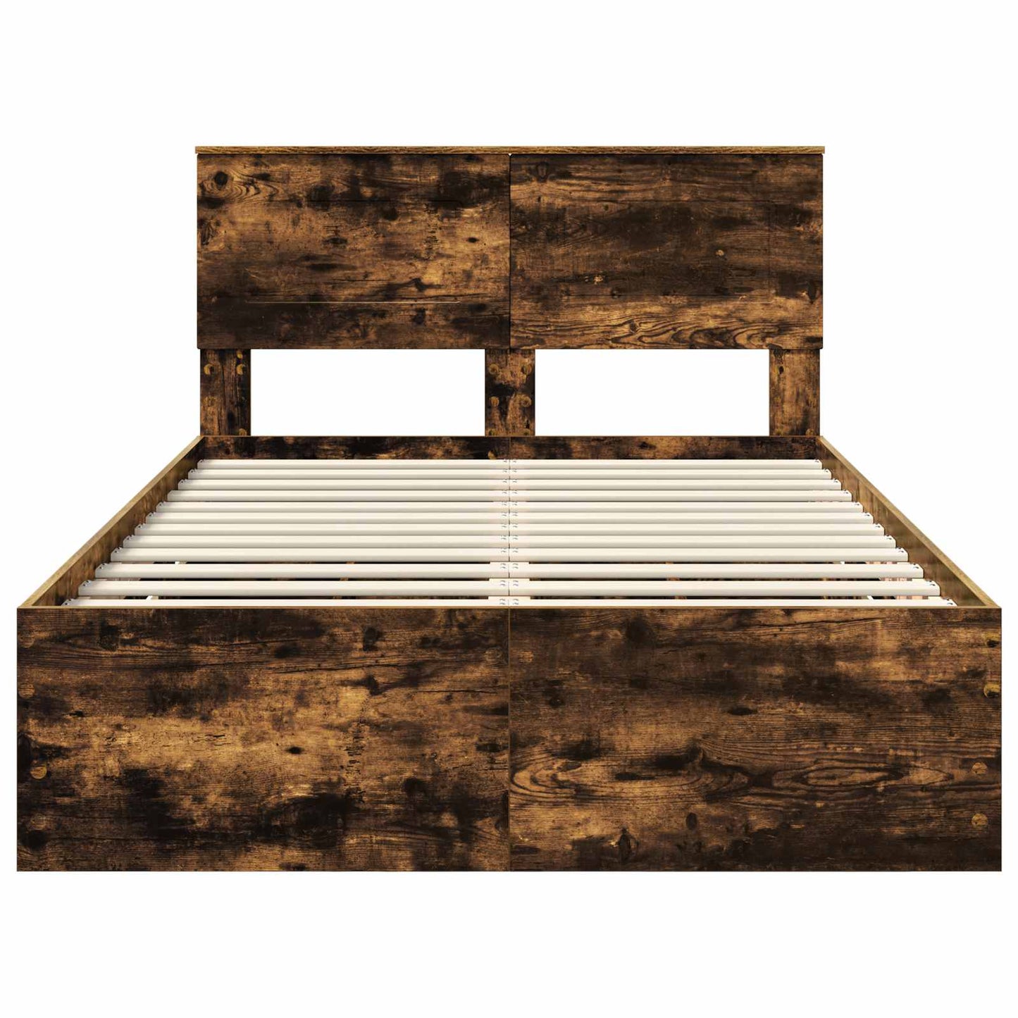 vidaXL Σκελετός Κρεβατιού Καπνιστό Δρύς 135 x 190 cm Μηχανήματος Ξύλο