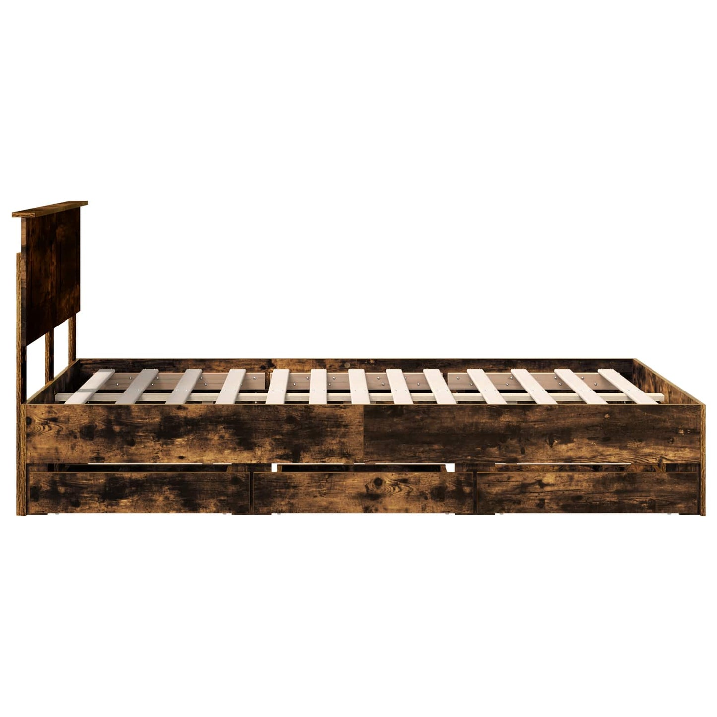 vidaXL Σκελετός Κρεβατιού Καπνιστό Δρύς 135 x 190 cm Μηχανήματος Ξύλο
