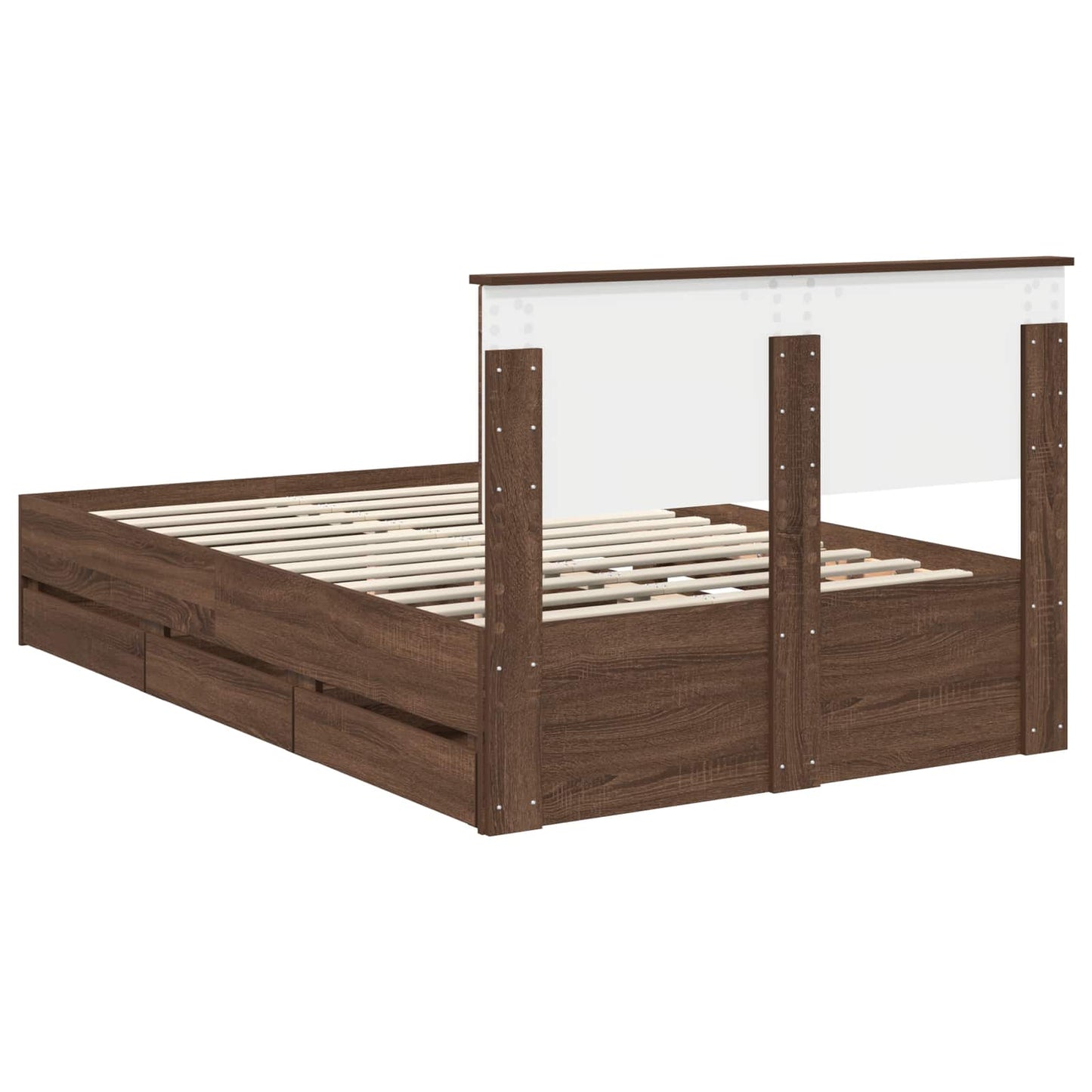 vidaXL Σκελετός Κρεβατιού Καφέ δρυς 135 x 190 cm Μηχανήματος Ξύλο