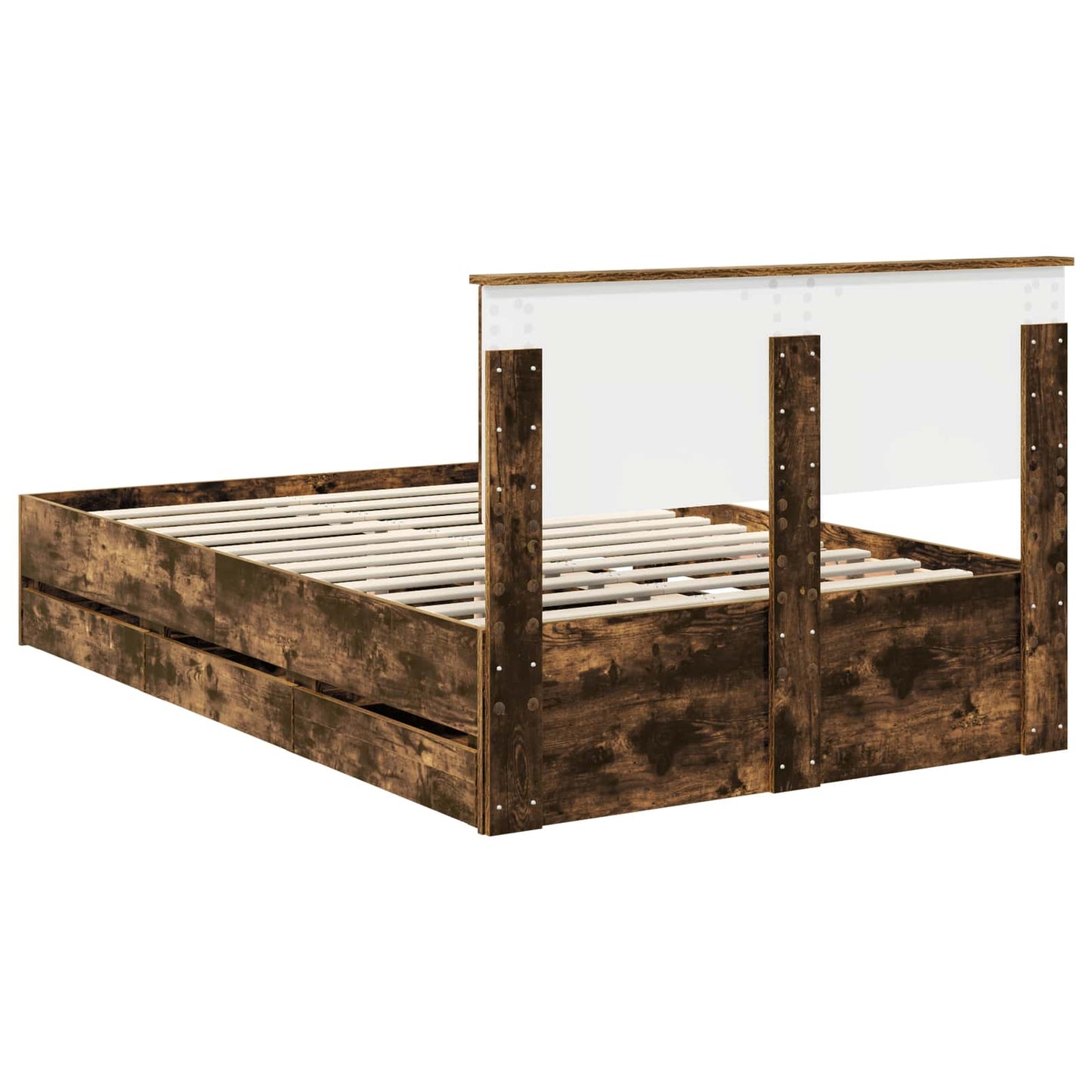 vidaXL Σκελετός Κρεβατιού Καπνιστό Δρύς 120 x 190 cm Μηχανήματος Ξύλο